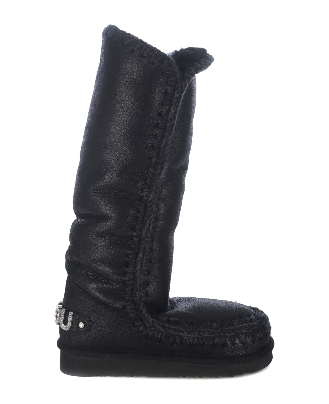 Mou Boots "eskimo40 Rhinestones" Made Of Leather - Black