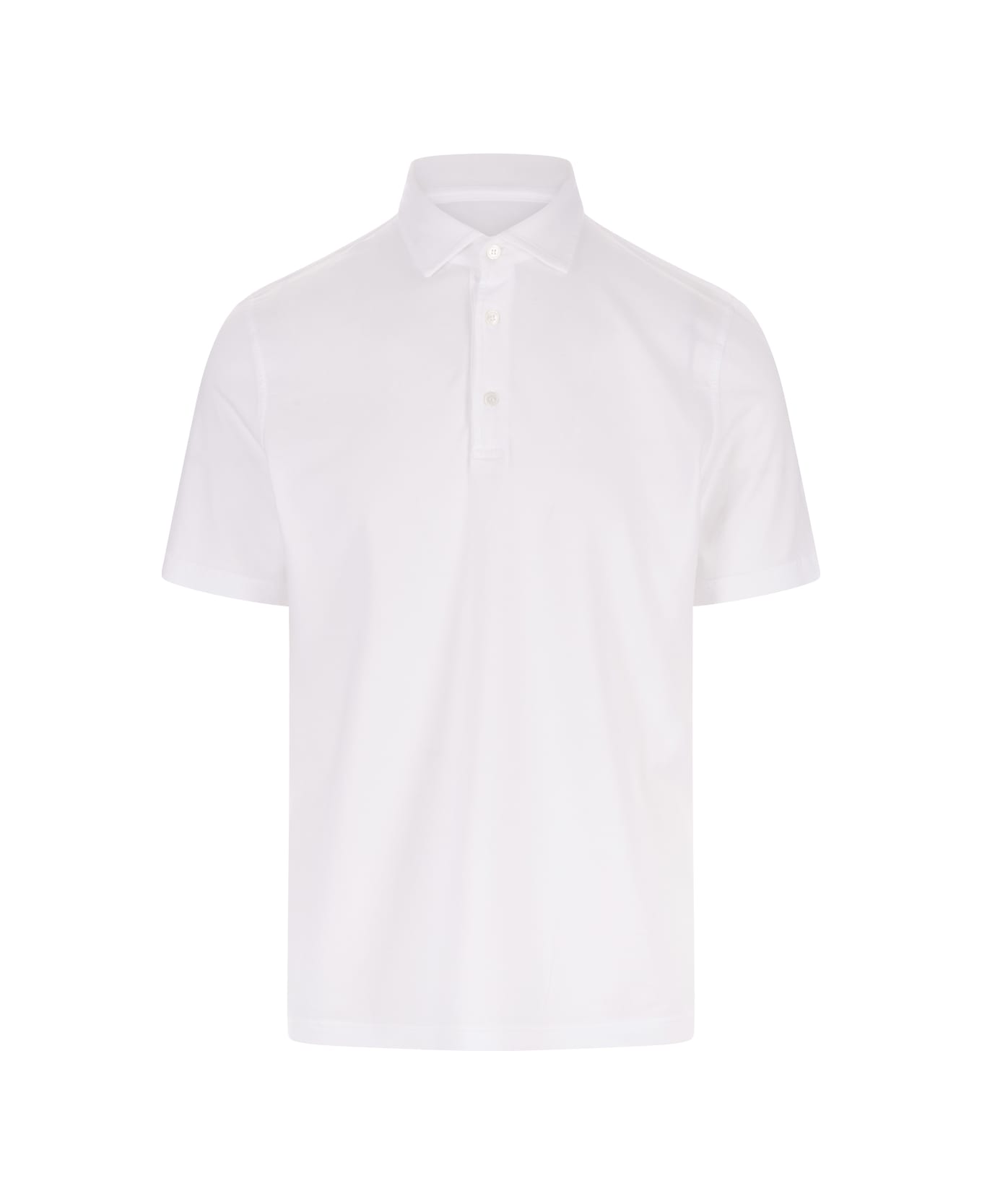 Fedeli White Polo Shirt In Organic Cotton - White
