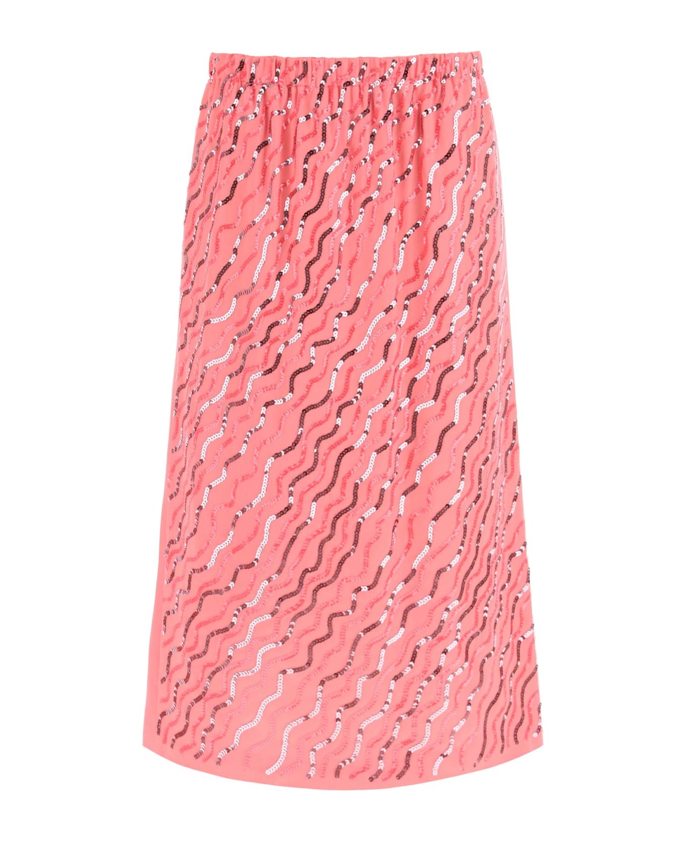 ★MARNI★ Crepe Satin Skirt Pink Candy GOMA0107X1UTA116RIC37 Marni PINK CRÊPE SATIN SKIRT WITH SEQUINS | REVERSIBLE