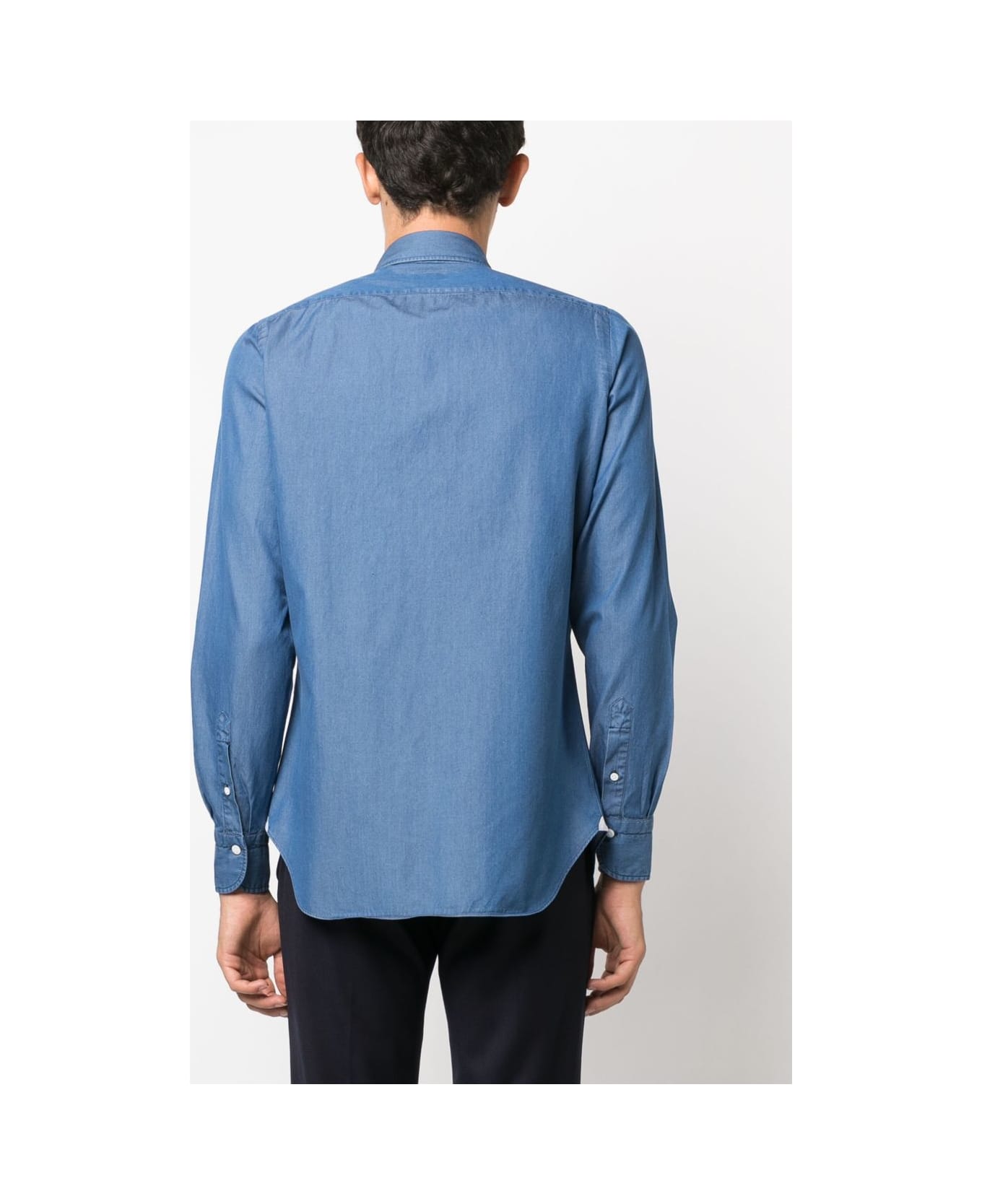 Finamore Napoli Cotton Shirt - Clear Blue