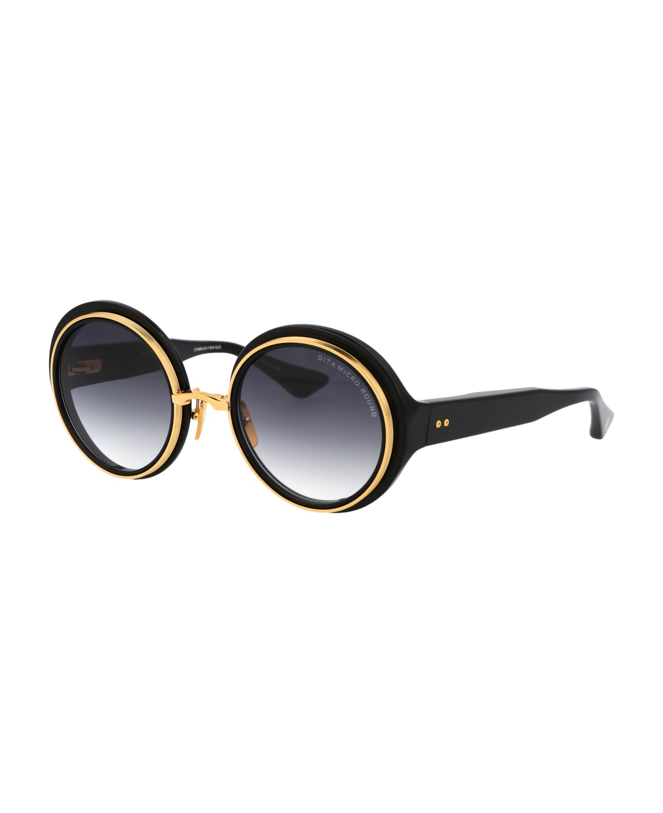 Dita Micro-round Sunglasses - 01 BLACK - YELLOW GOLD W/ DARK GREY TO CLEAR GRADIENT