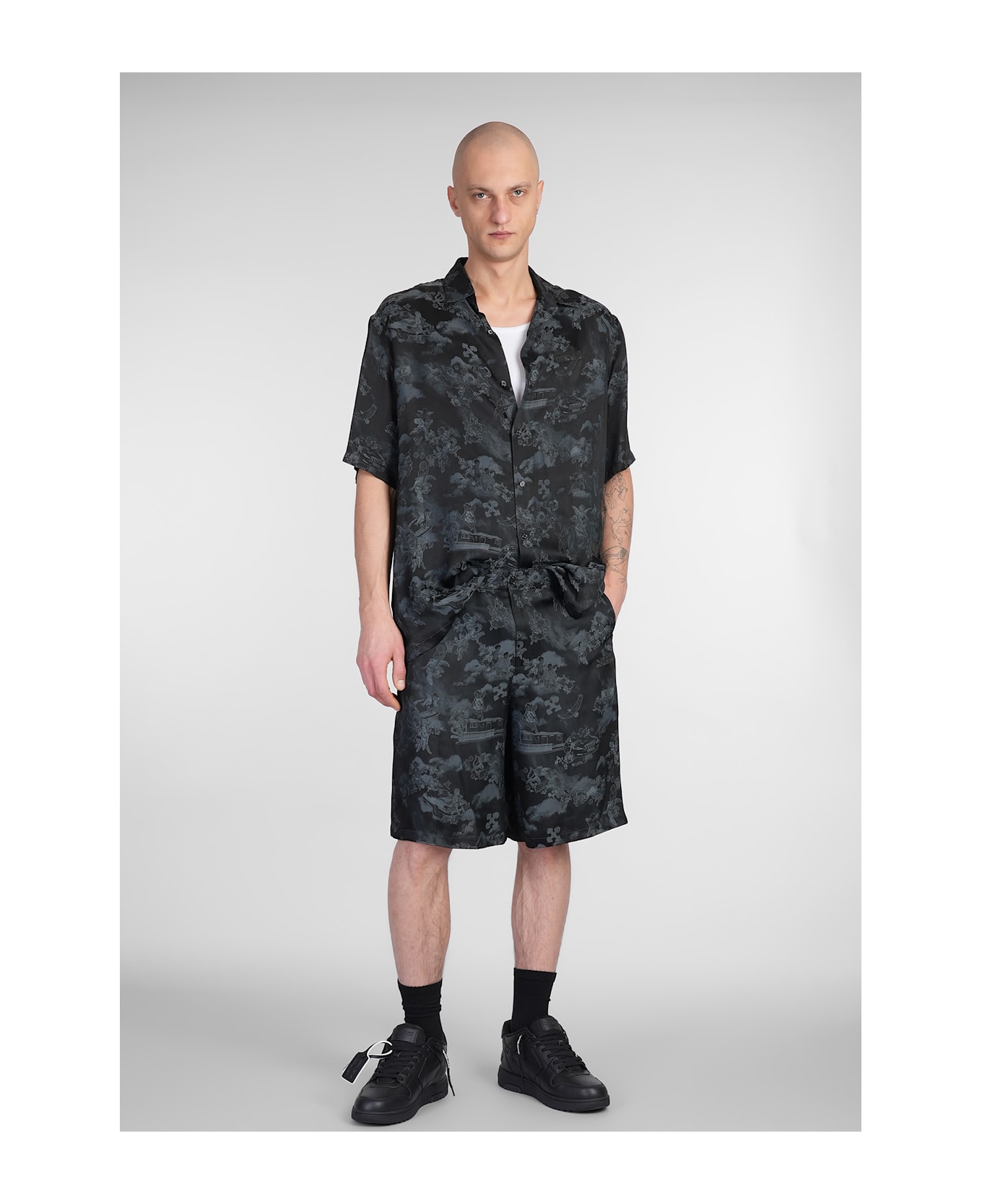 Off-White Shorts In Black Acetate - black
