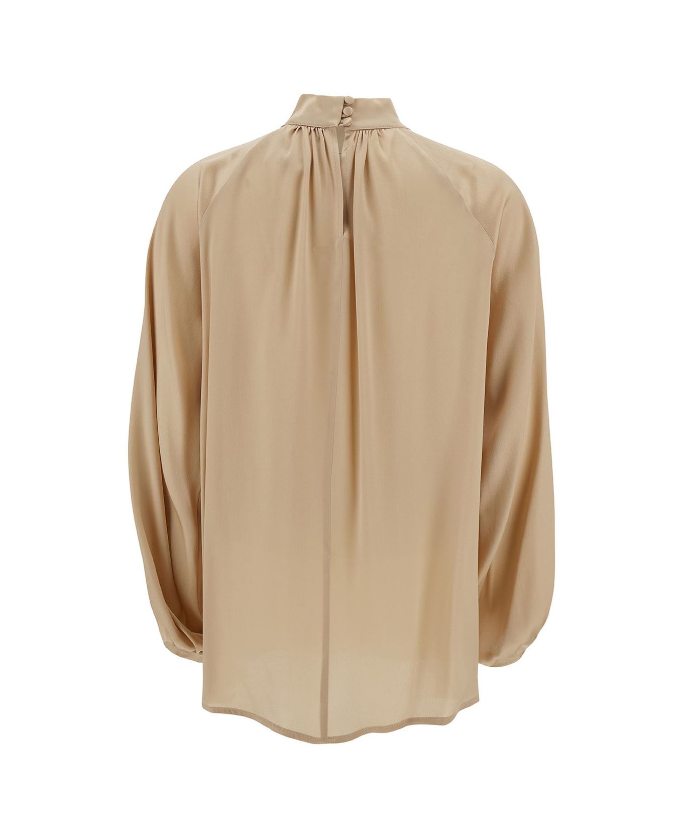 SEMICOUTURE 'jazmin' Champagne Blouse With Cut-out In Acetate And Silk Woman - Beige