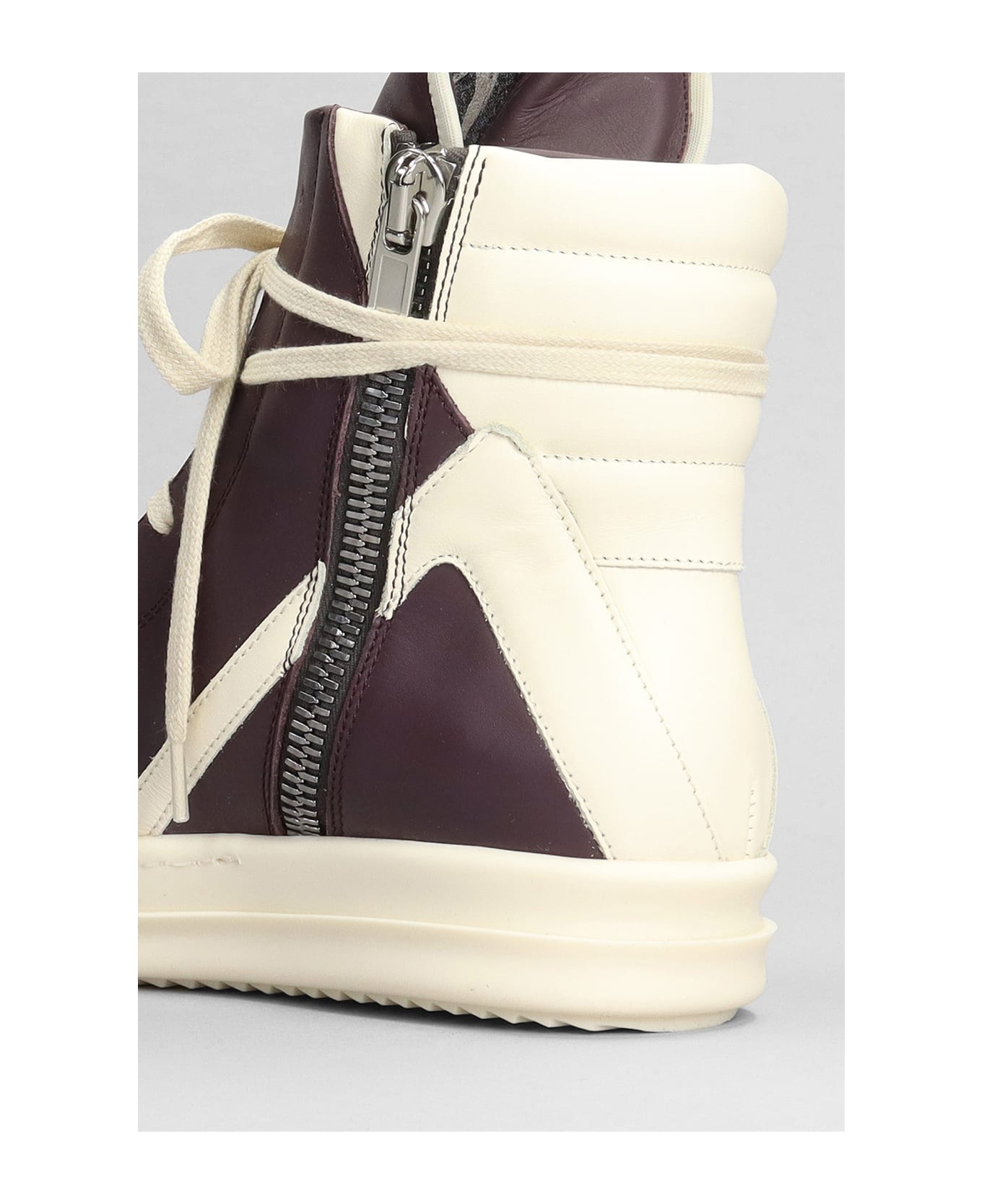 Rick Owens Geobasket Sneakers In Viola Leather - AMETISTA/MILK/MILK