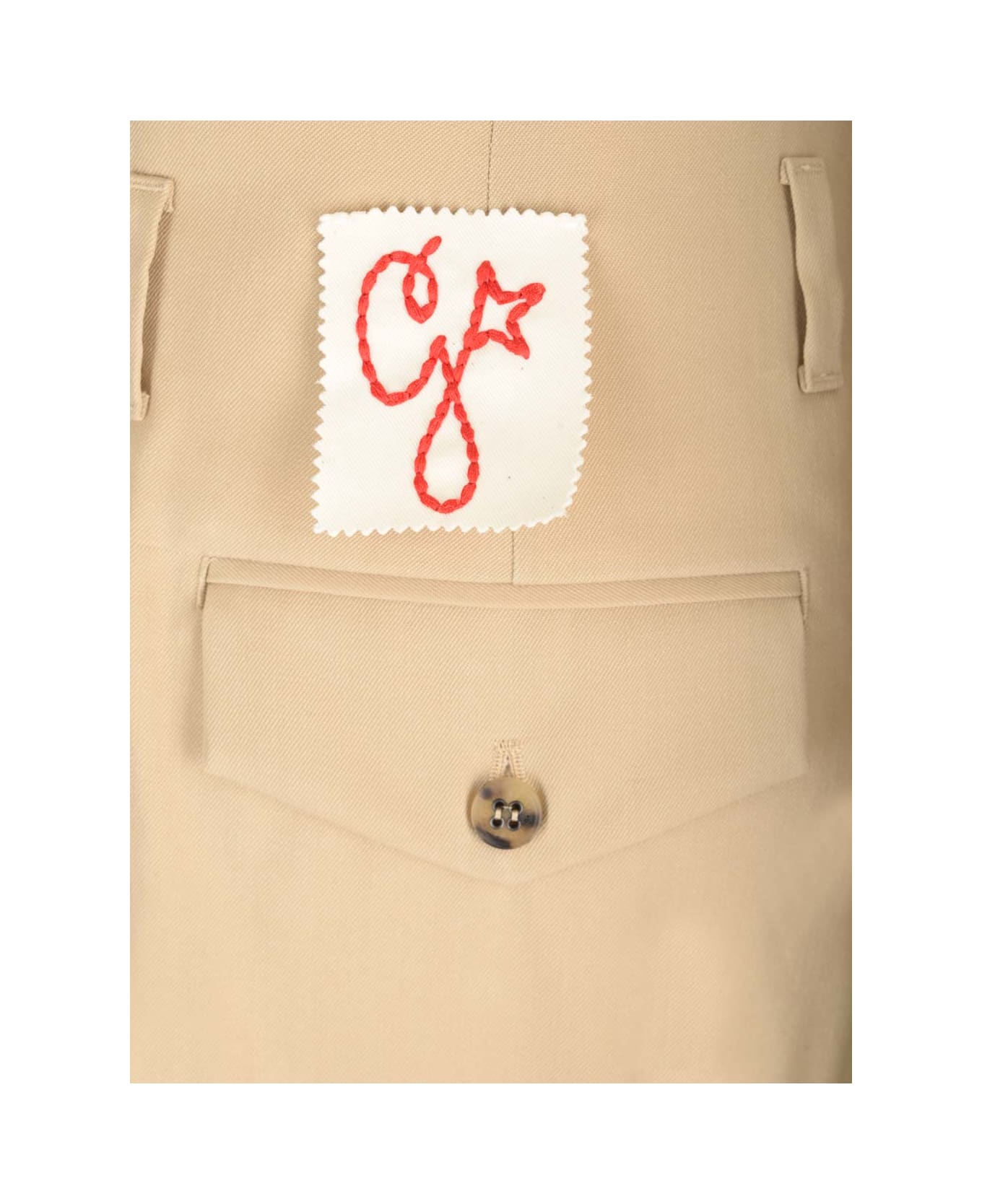Golden Goose Wide Trousers With Pleats - BEIGE