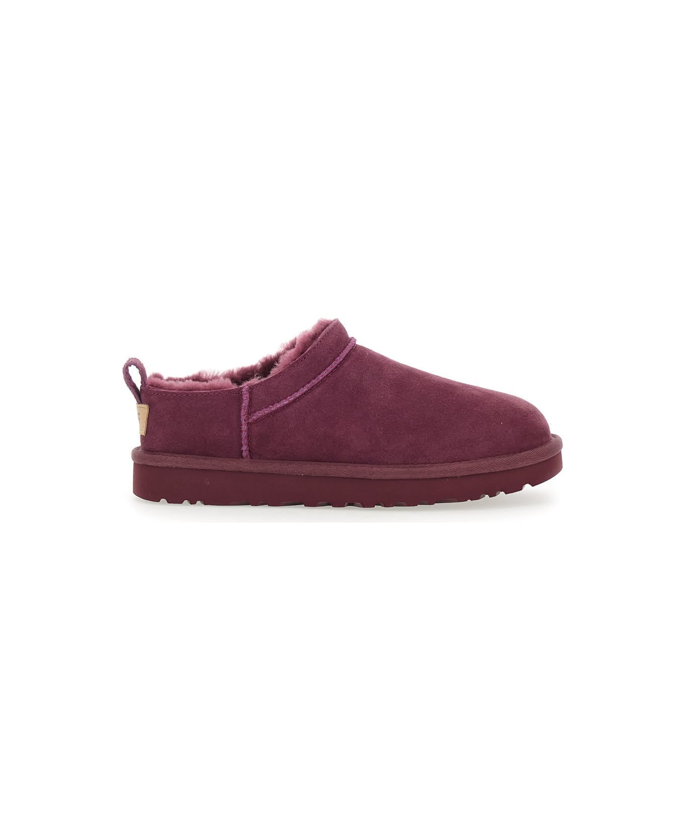 UGG Classic Micro Bordeaux Ankle Boots With Logo Embossed In Suede Woman - Bordeaux