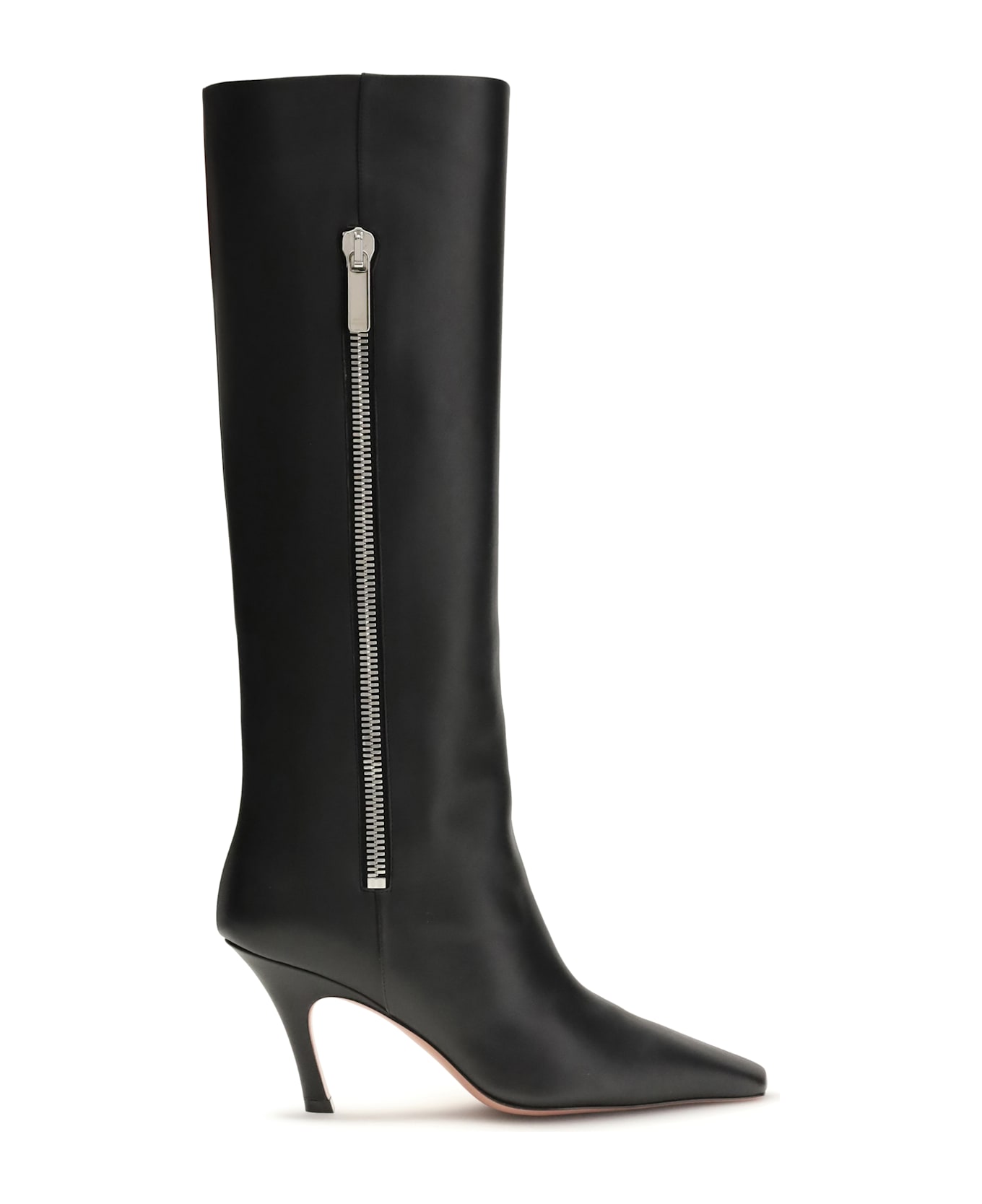 Amina Muaddi Leather Mona Boot 80 Calf