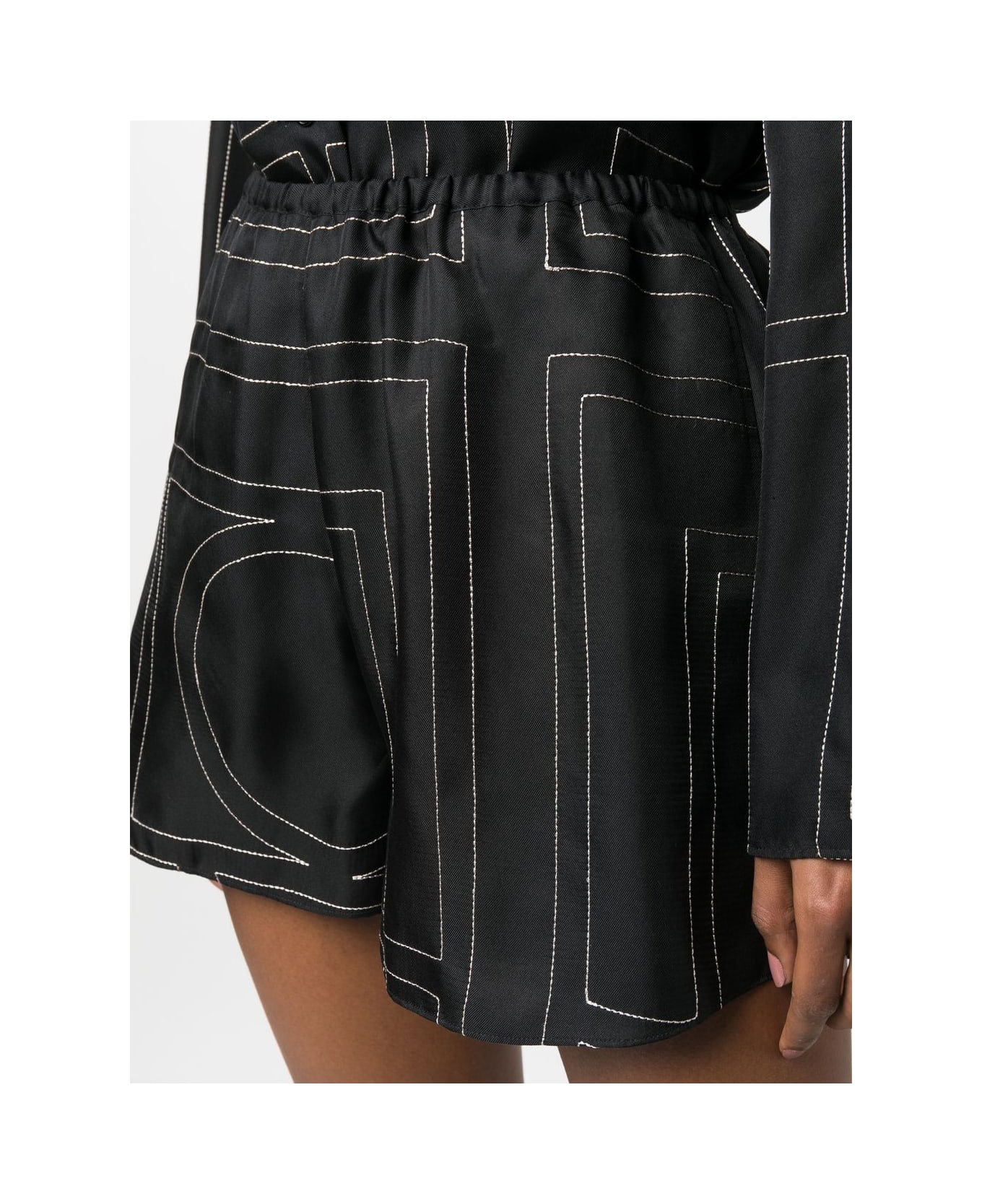 Totême Silk Pajama Shorts - Black