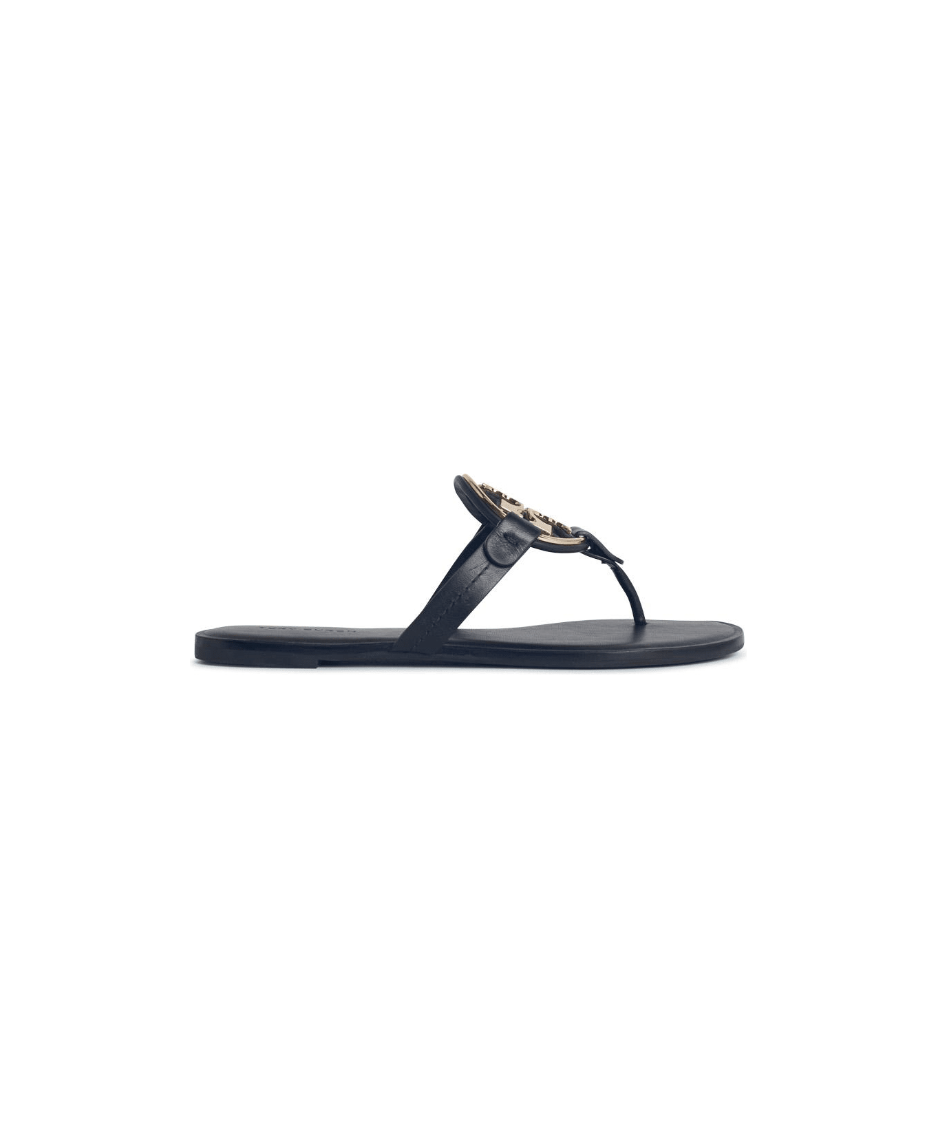 Tory Burch 'miller' Sandals With 'pavé' In Black Leather - BLACK GOLS