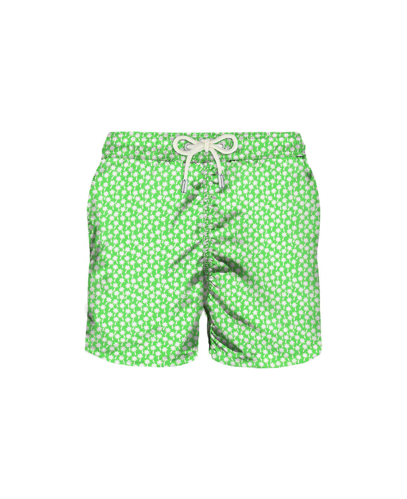 MC2 Saint Barth Light Fabric Swim Shorts Palms Print - GREEN