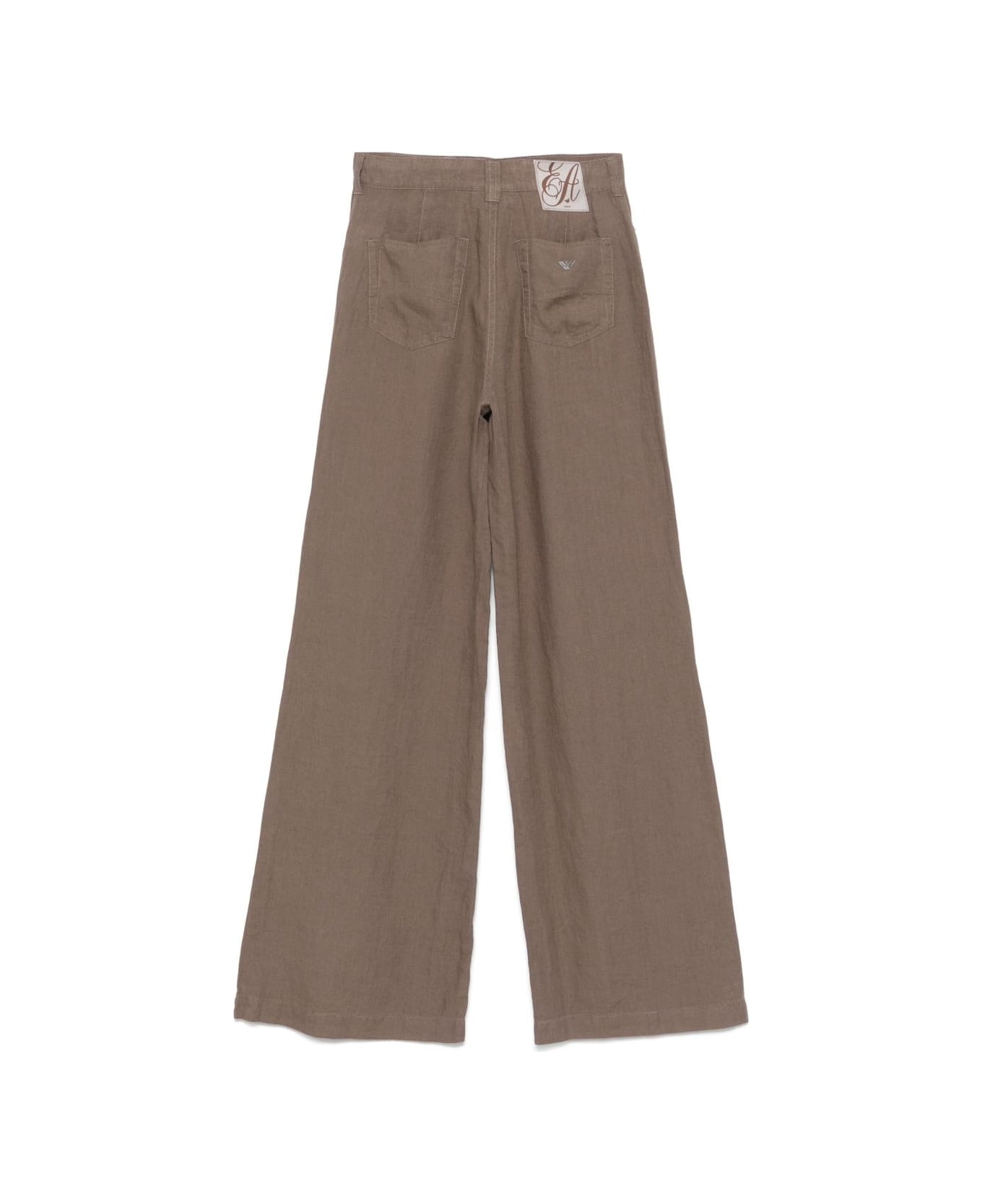 Emporio Armani Wide-leg Linen Trousers - Brown