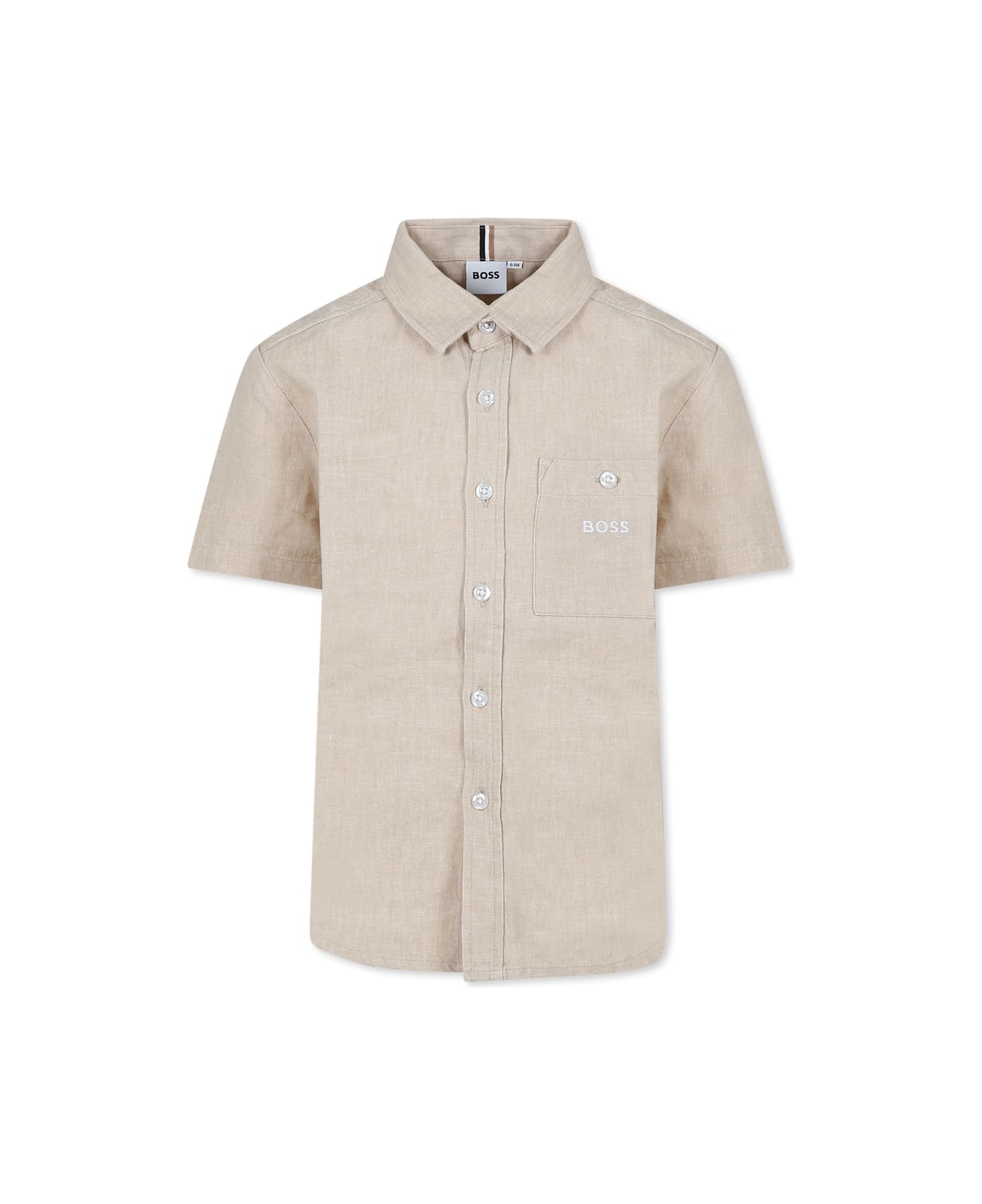 Hugo Boss Beihe Shirt For Boy With Logo - Beige