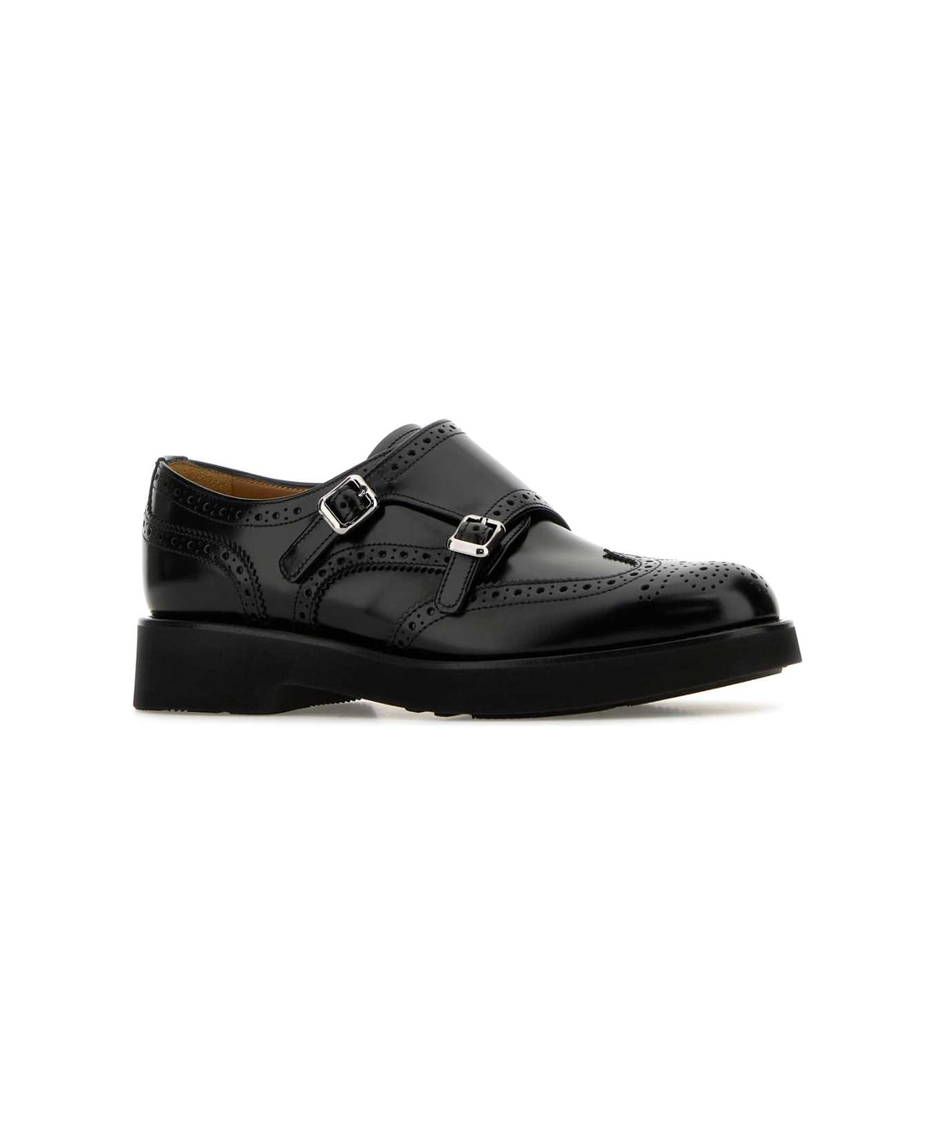 Church's Black Leather Lana L Monk Strap Shoes - BLACK