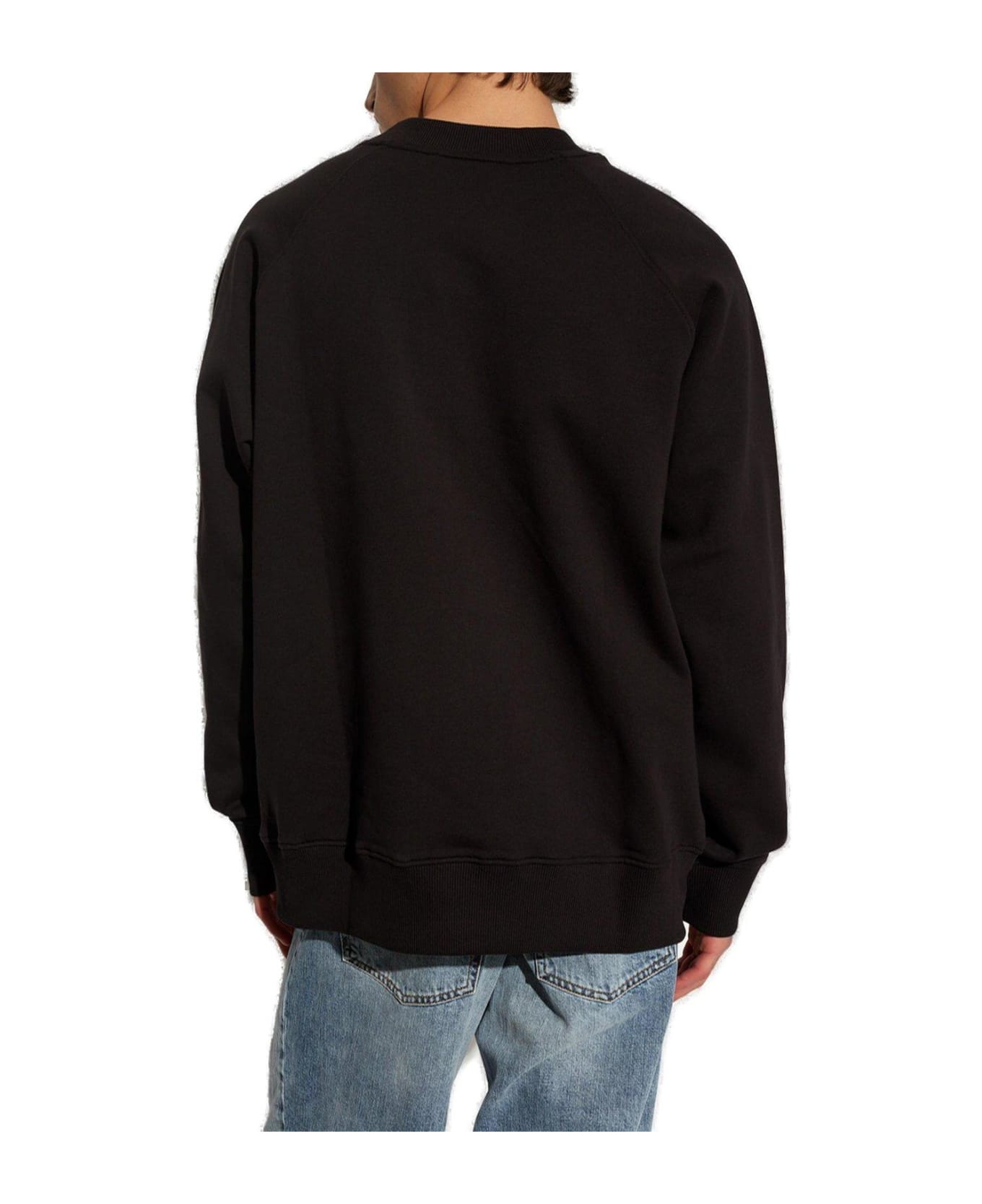 Versace Jeans Couture Logo Printed Oversized Sweatshirt - BLACK フリース