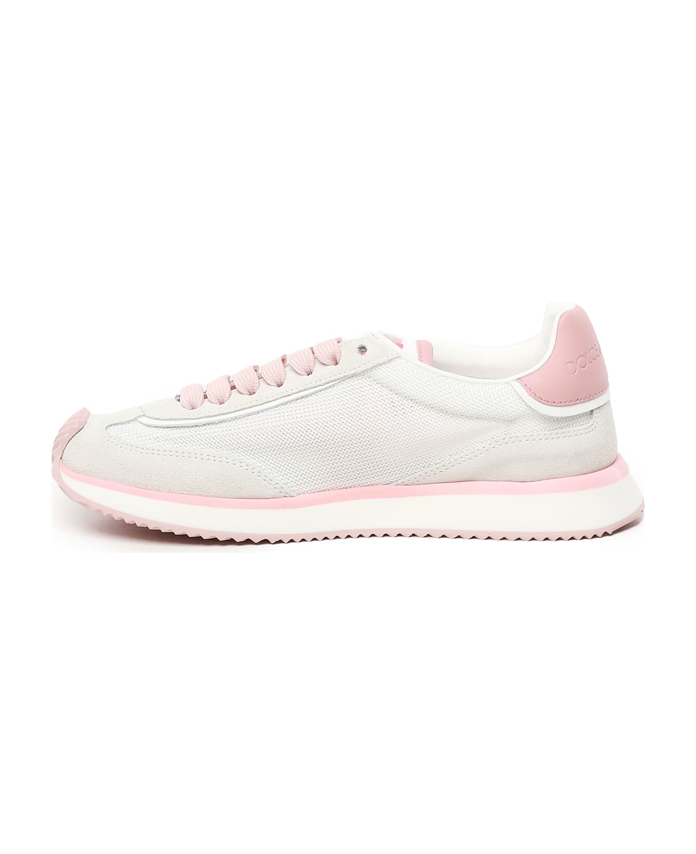 Dolce & Gabbana Sneaker Dg Cushion In Mix Di Materiali - WHITE, pink