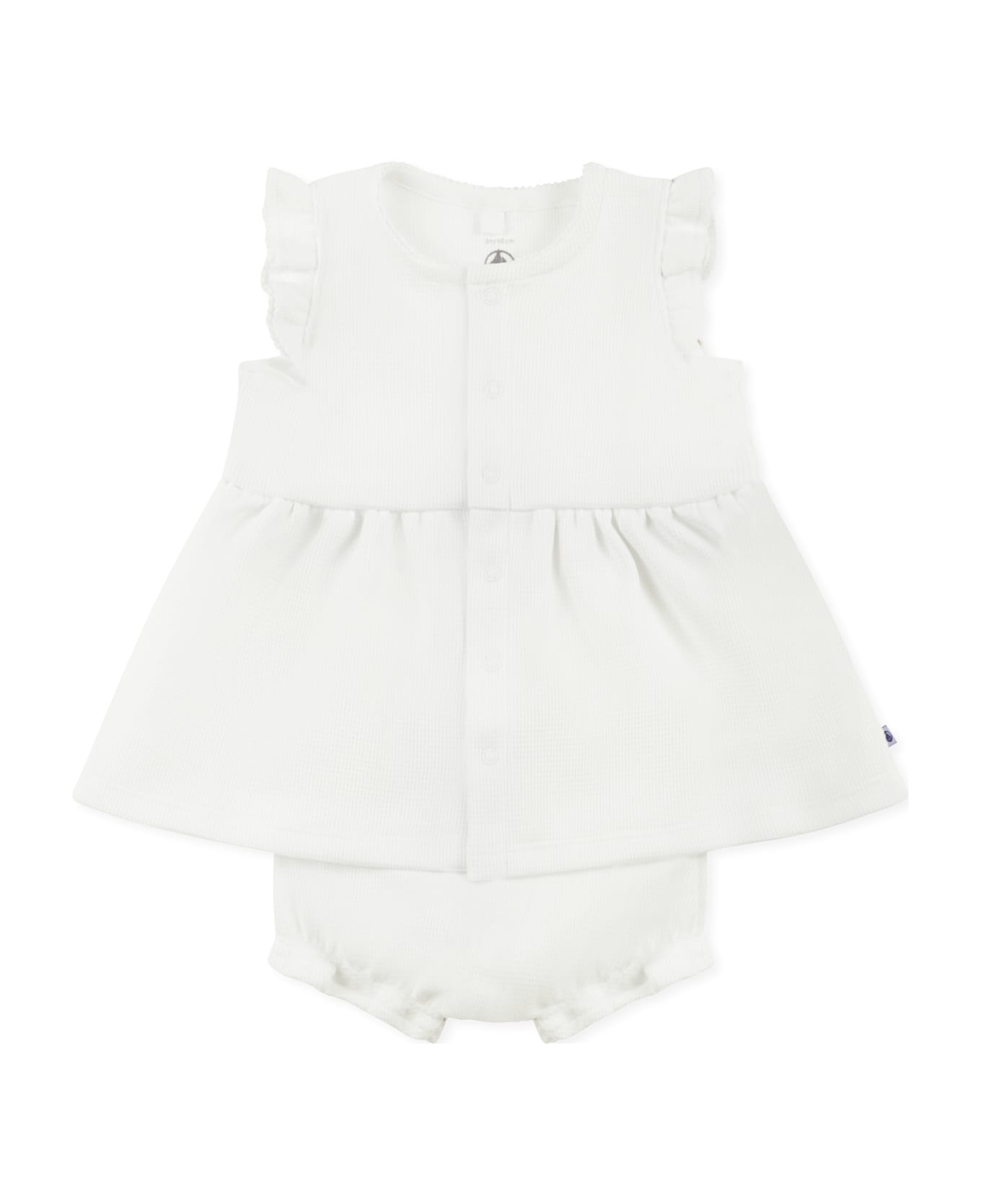Petit Bateau White Dress For Baby Girl - White