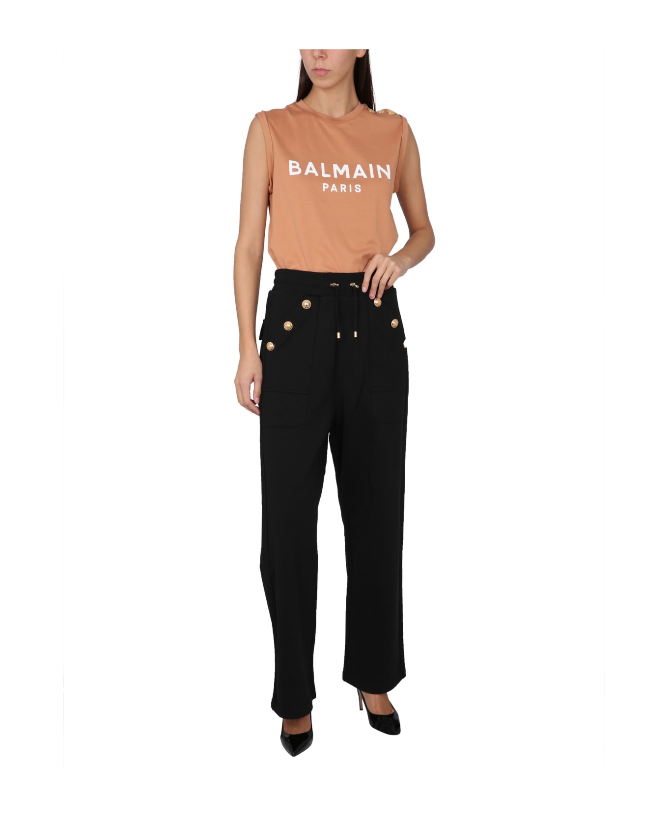 Balmain T-shirt With Logo - BEIGE