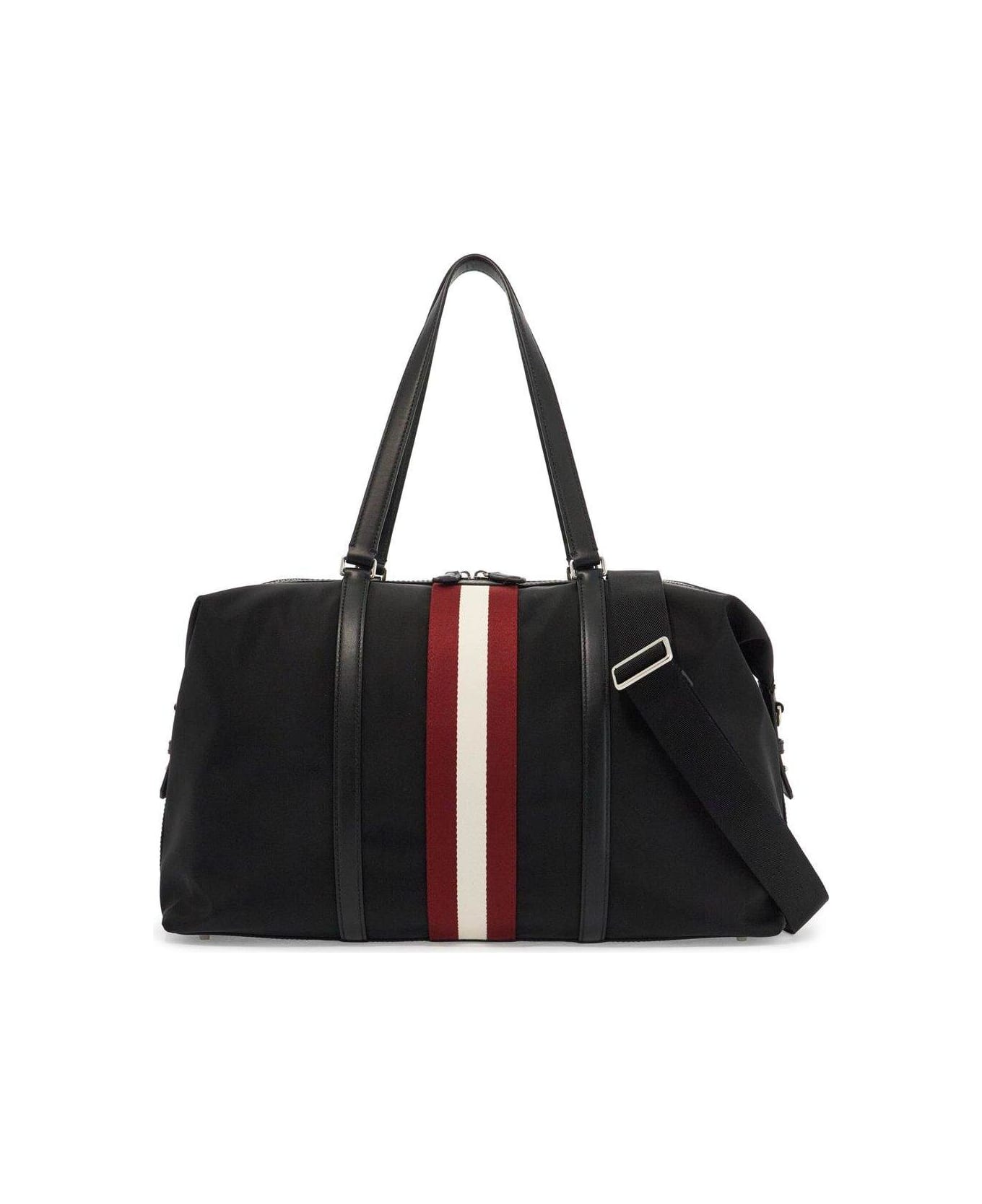 Bally Logo Patch Striped Travel Bag - Black