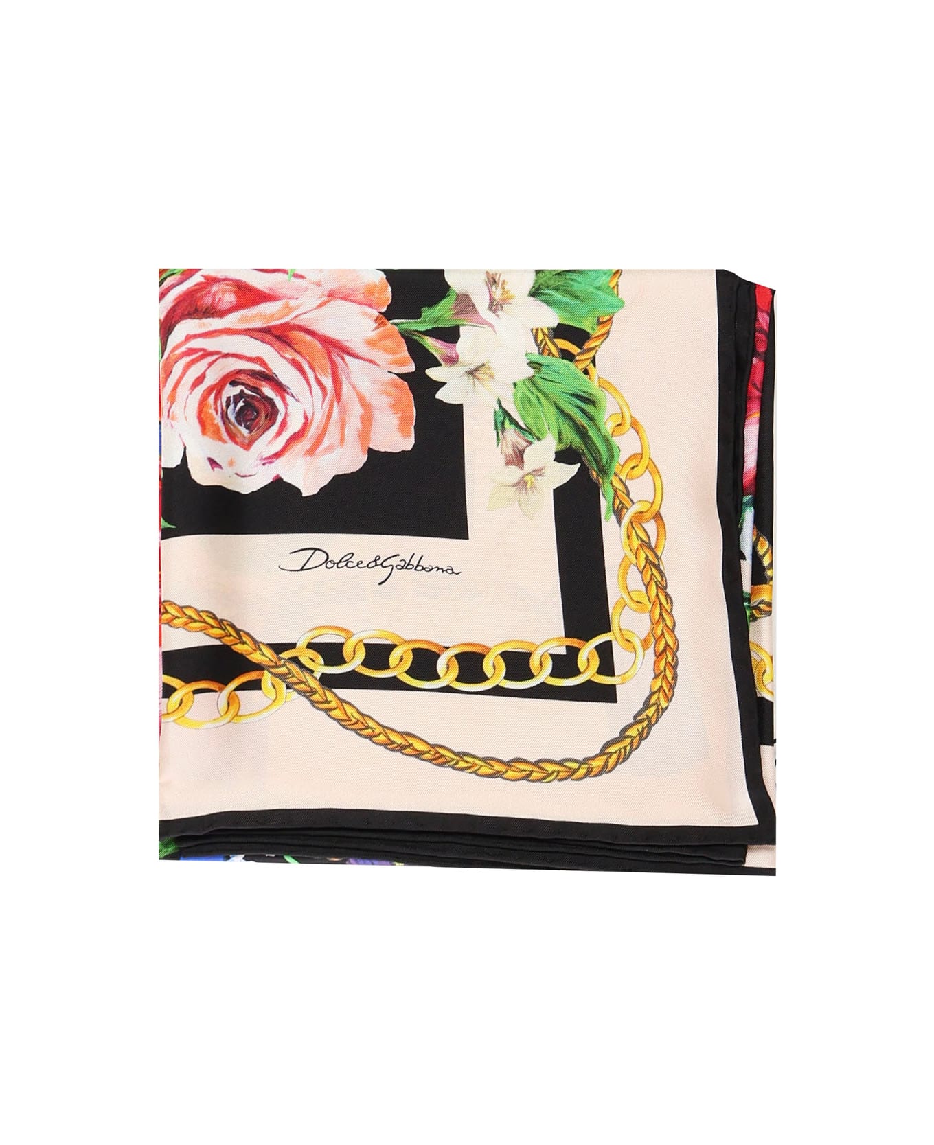 Dolce 
Gabbana Flower Print Silk Twill Scarf - MultiColour