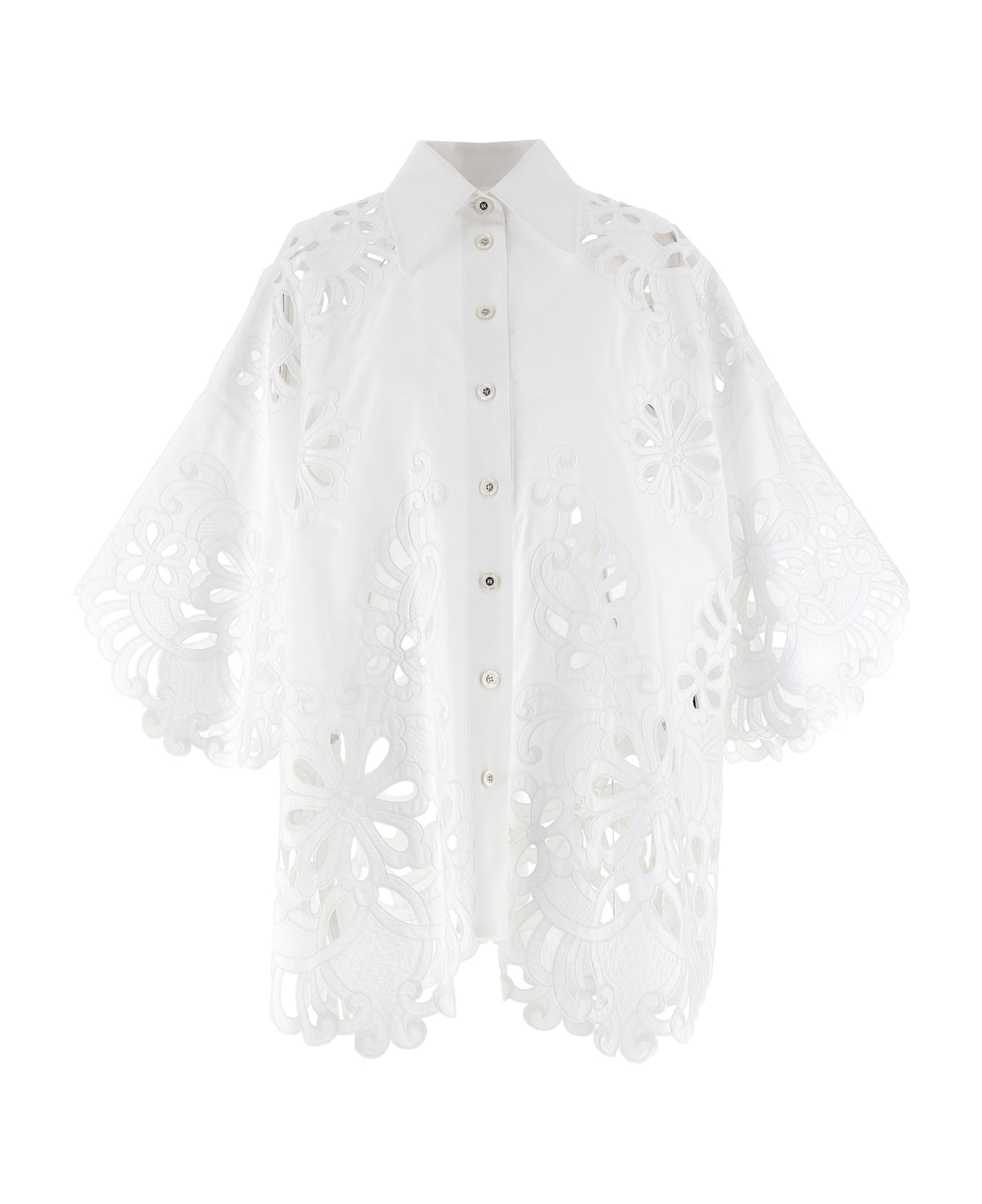 Dolce & Gabbana Cut-out Embroidery Shirt - White