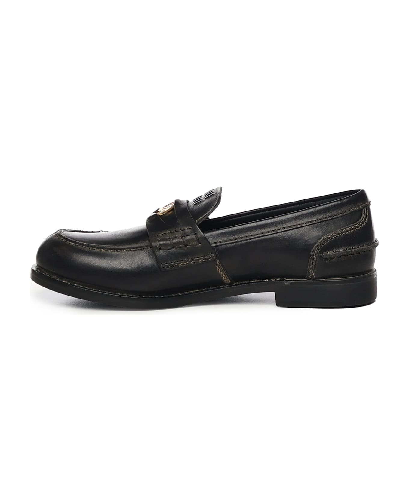 Miu Miu Leather Loafers - Black