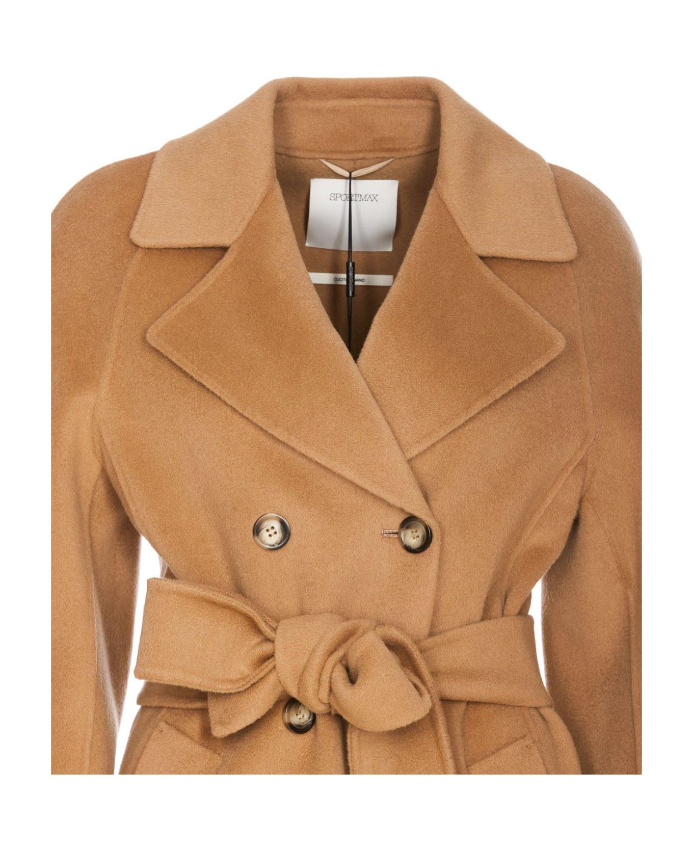 SportMax Double-breasted Belted Coat - Beige