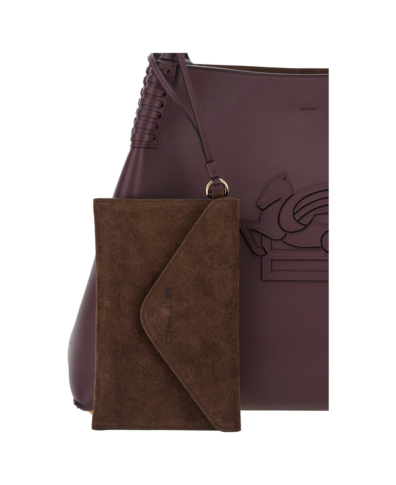 Etro 
libra
 Bordeaux Big Shoulder Bag With Logo Embroidery On The Front And Braided Handles In Leather Woman - Bordeaux