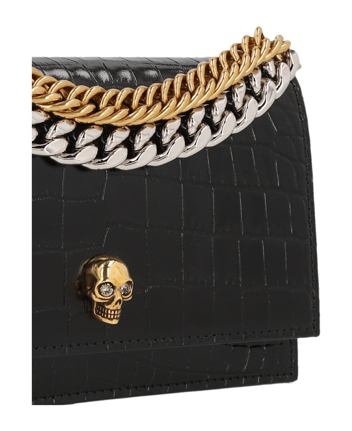 Alexander McQueen Black Small Skull Bag With Chain - Black