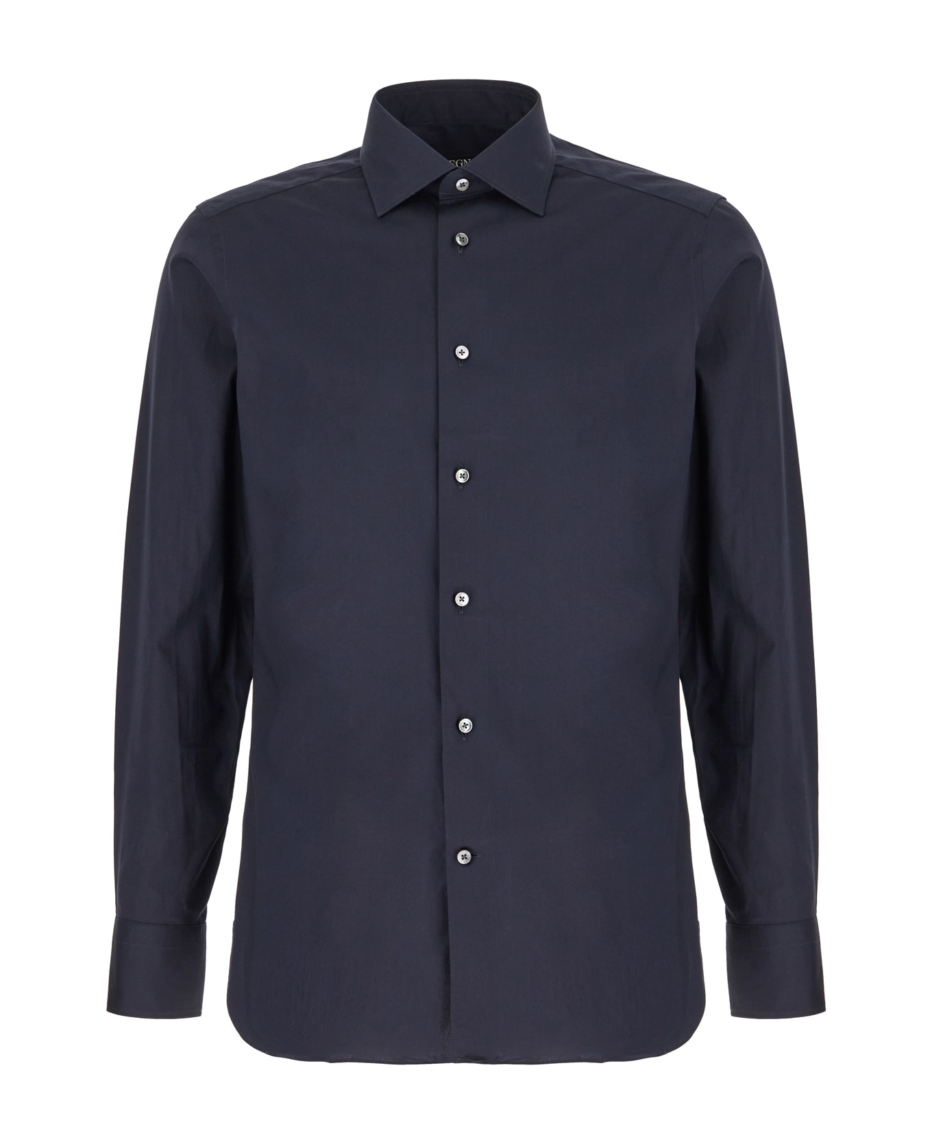 Zegna Navy Blue Poplin Shirt - NAVY BLUE