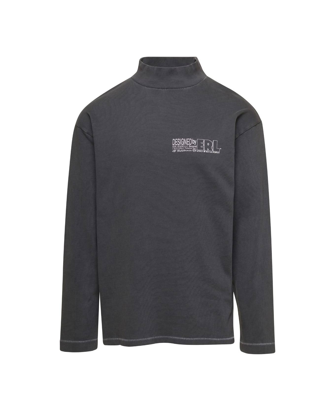 ERL Grey Pullover With Printed Logo In Cotton Unisex - Black