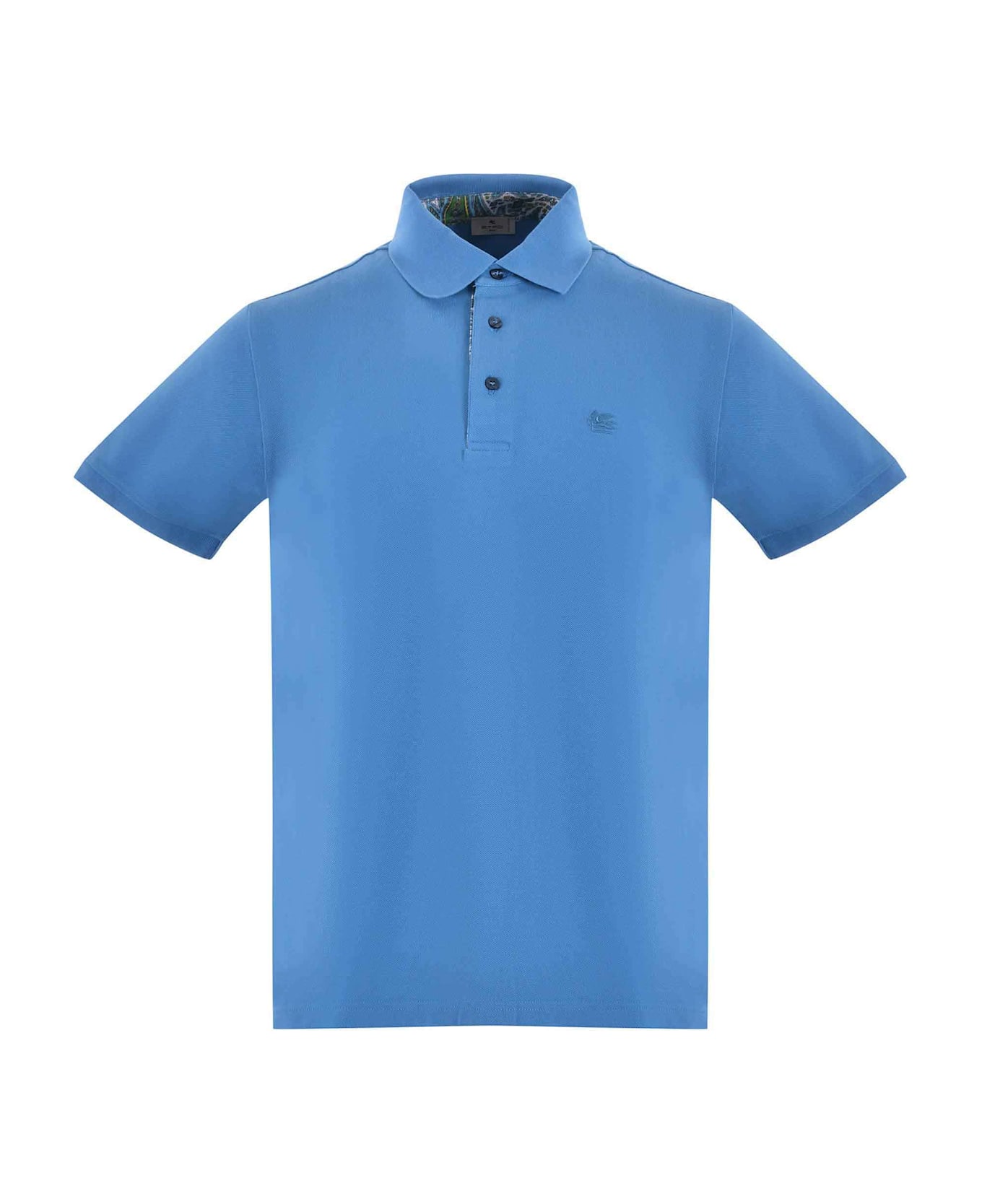 Etro Cotton Pique Polo Shirt - Clear Blue