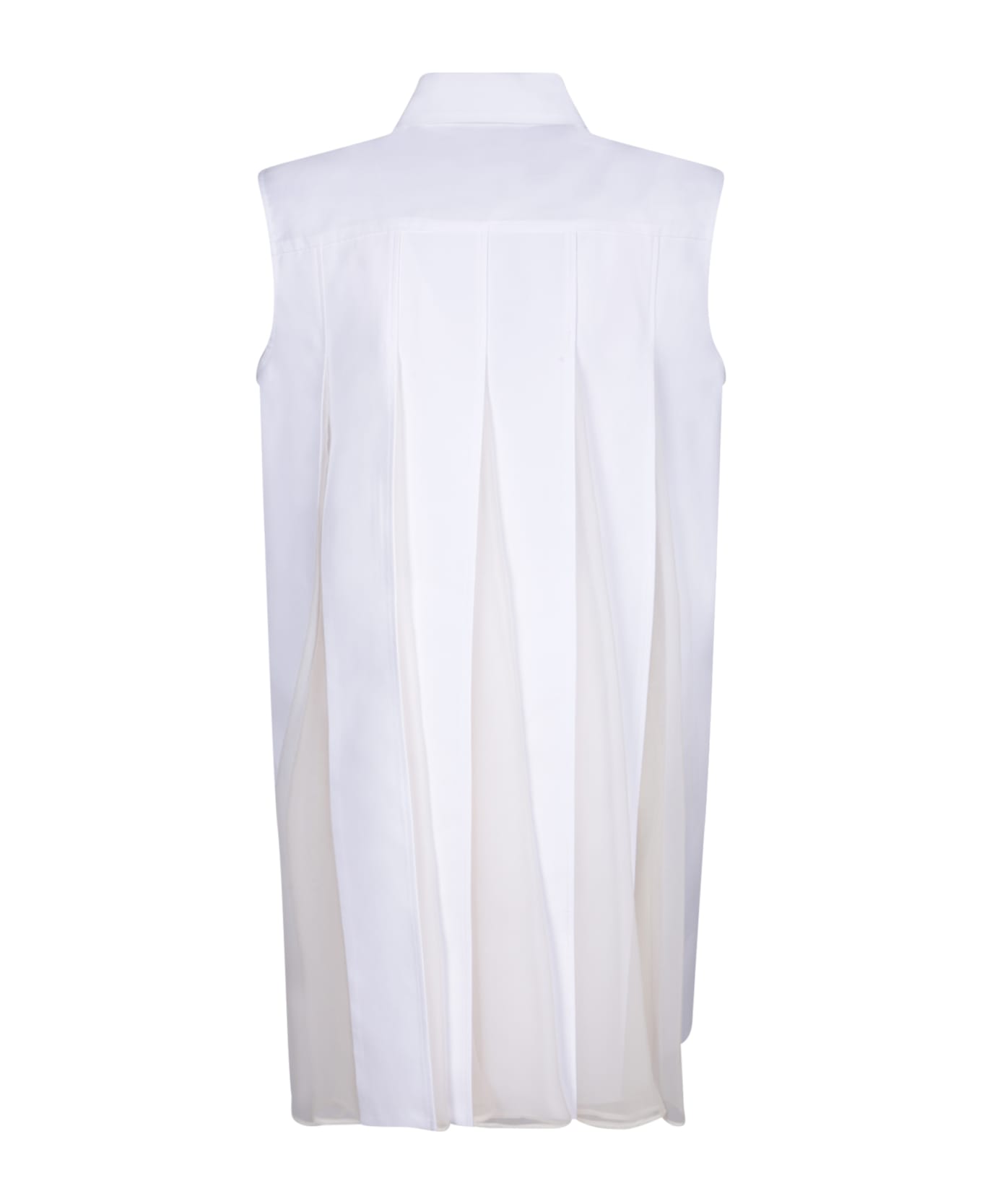 Sacai White Striped Poplin Dress - White