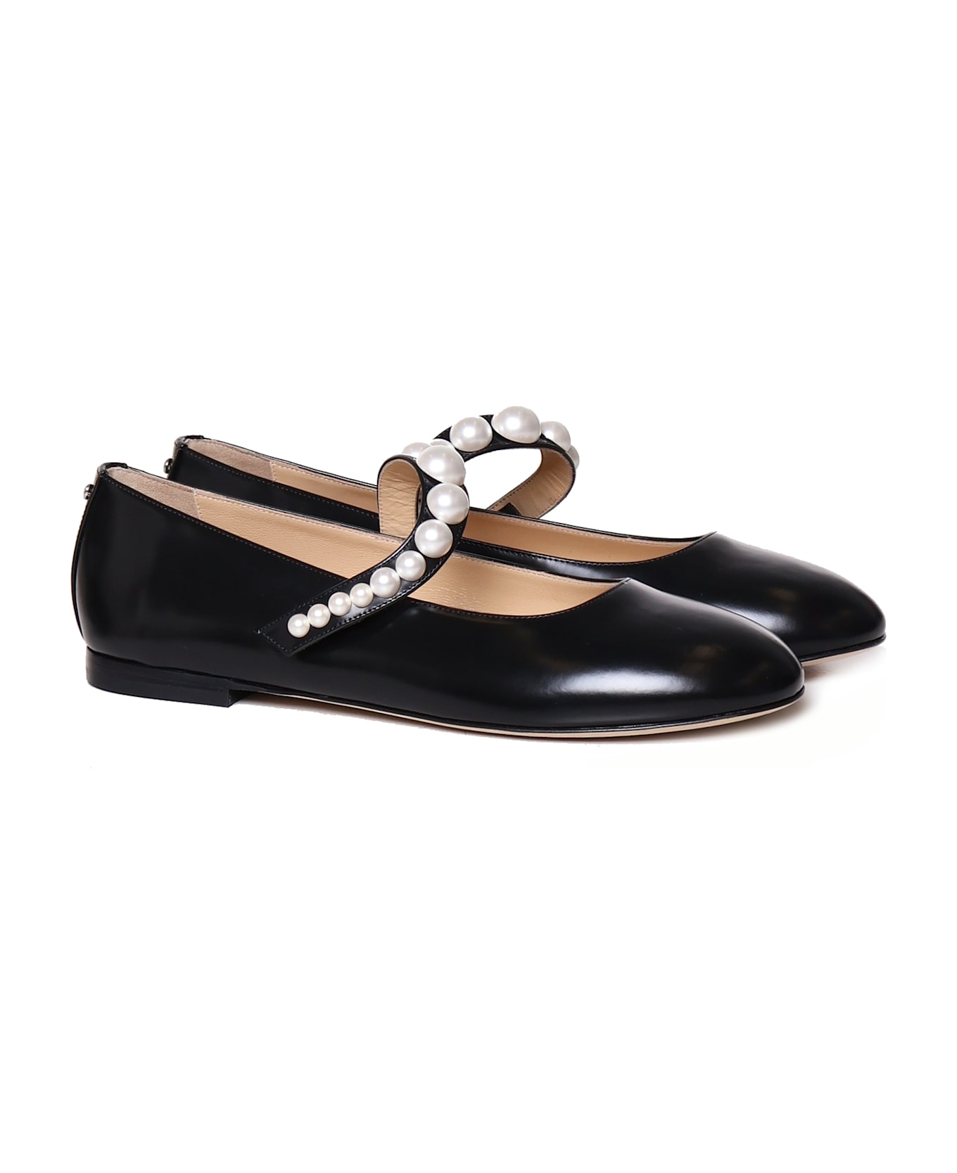 Mach & Mach Shiny Calfskin Ballet Flats - Black