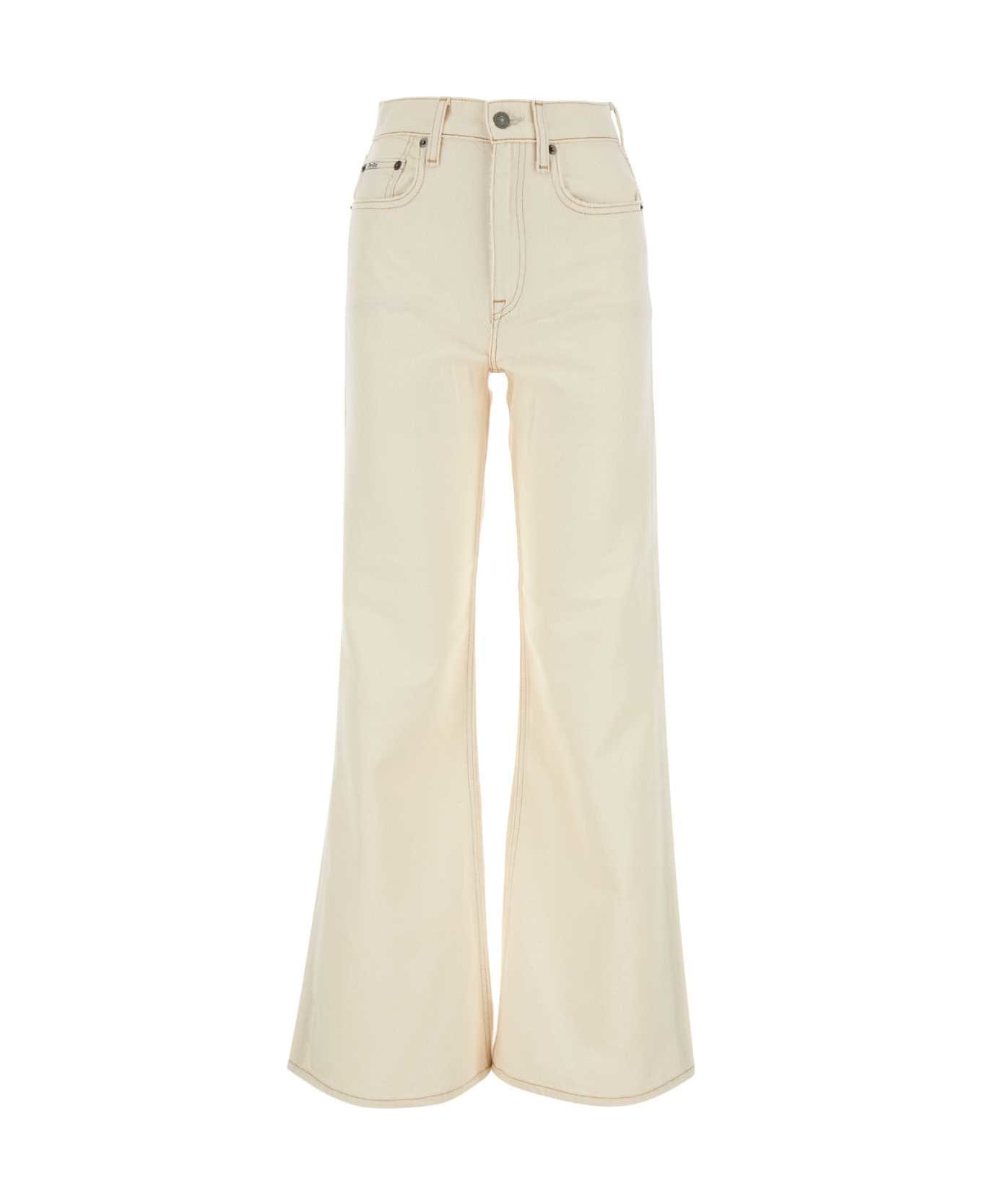 Polo Ralph Lauren Ivory Denim Wide-leg Jeans - TALULAHWASH