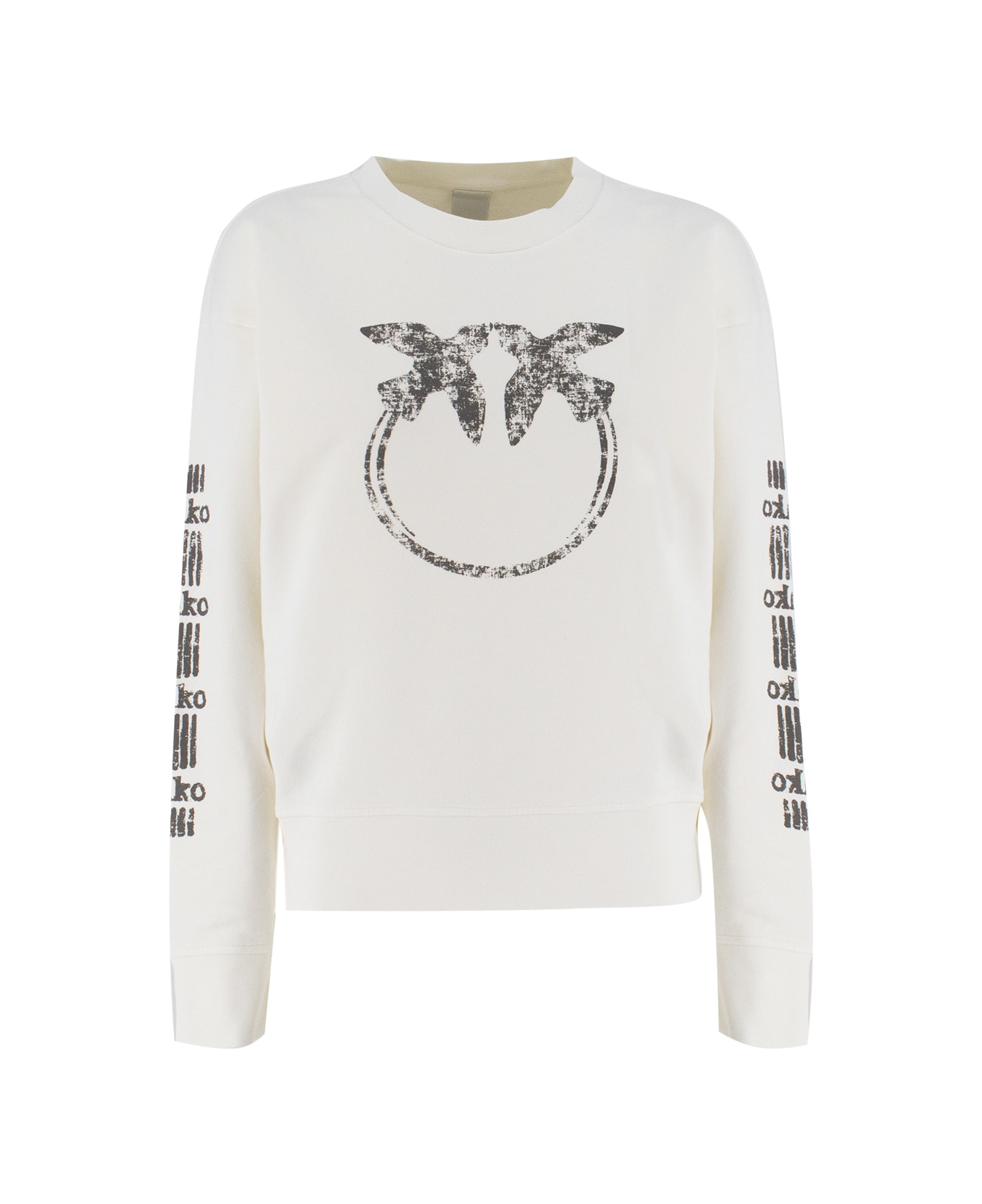 Pinko 
mindelo
 White Sweatshirt With Logo Print On The Front And Sleeves In Cotton Woman - BIANCO