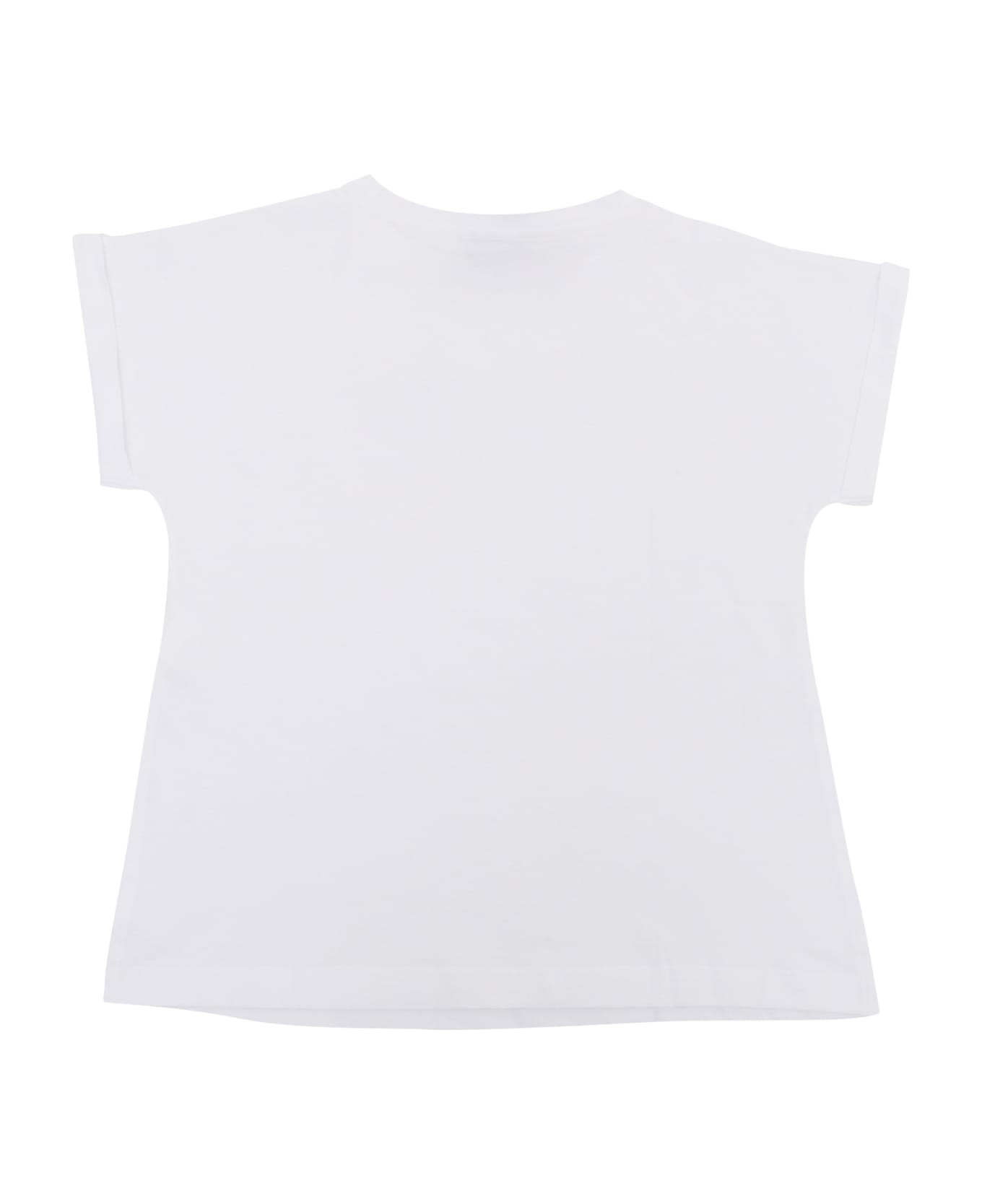 Monnalisa Girl's T-shirt With Rhinestones - WHITE Tシャツ＆ポロシャツ