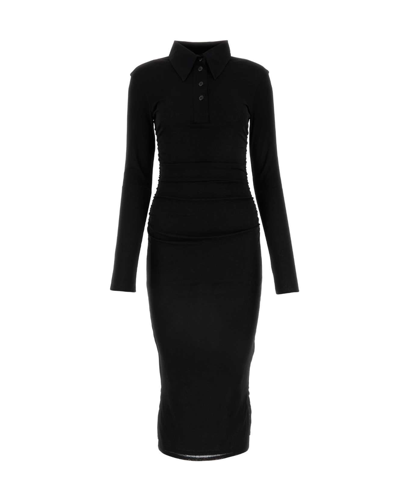 Nanushka Black Polyester Polo Dress - BLACK ワンピース＆ドレス