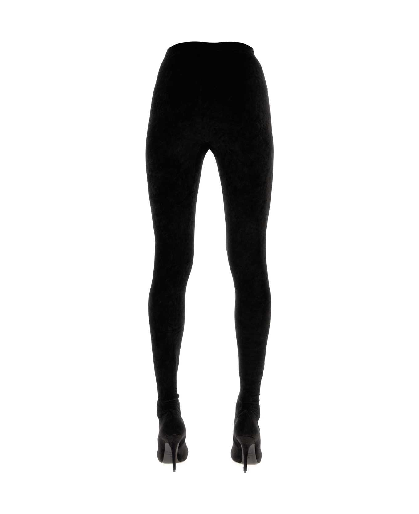 Balenciaga Black Fluid Velvet Jersey Knife Pantaleggings - 1000 靴下＆タイツ