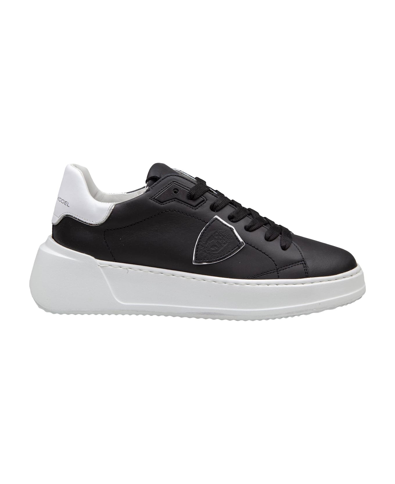 Philippe Model Tres Temple Low In Leather Color White And Black - Noir/Blanc