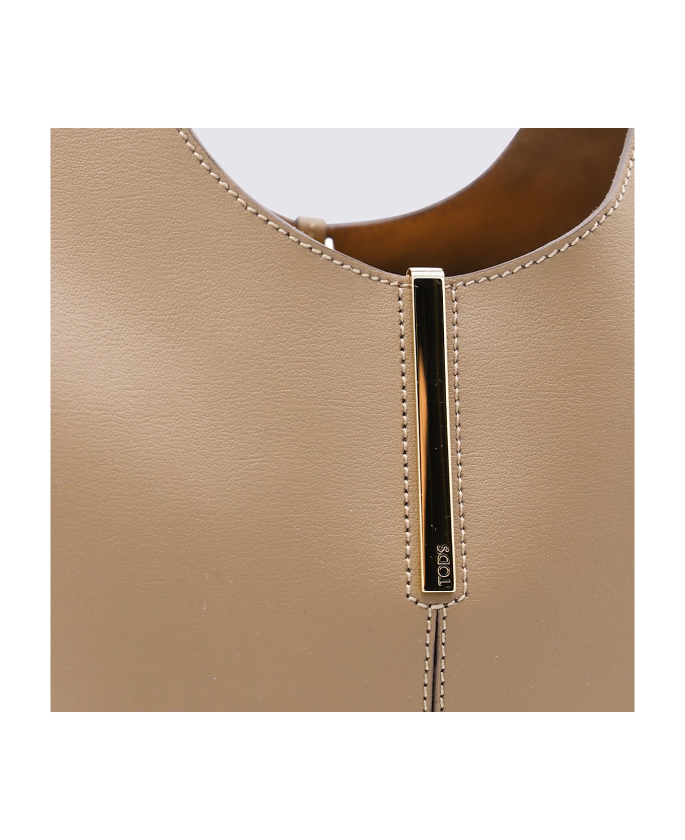 Tod
s Light Beige Leather Top Handle Bag - LENTICCHIA
