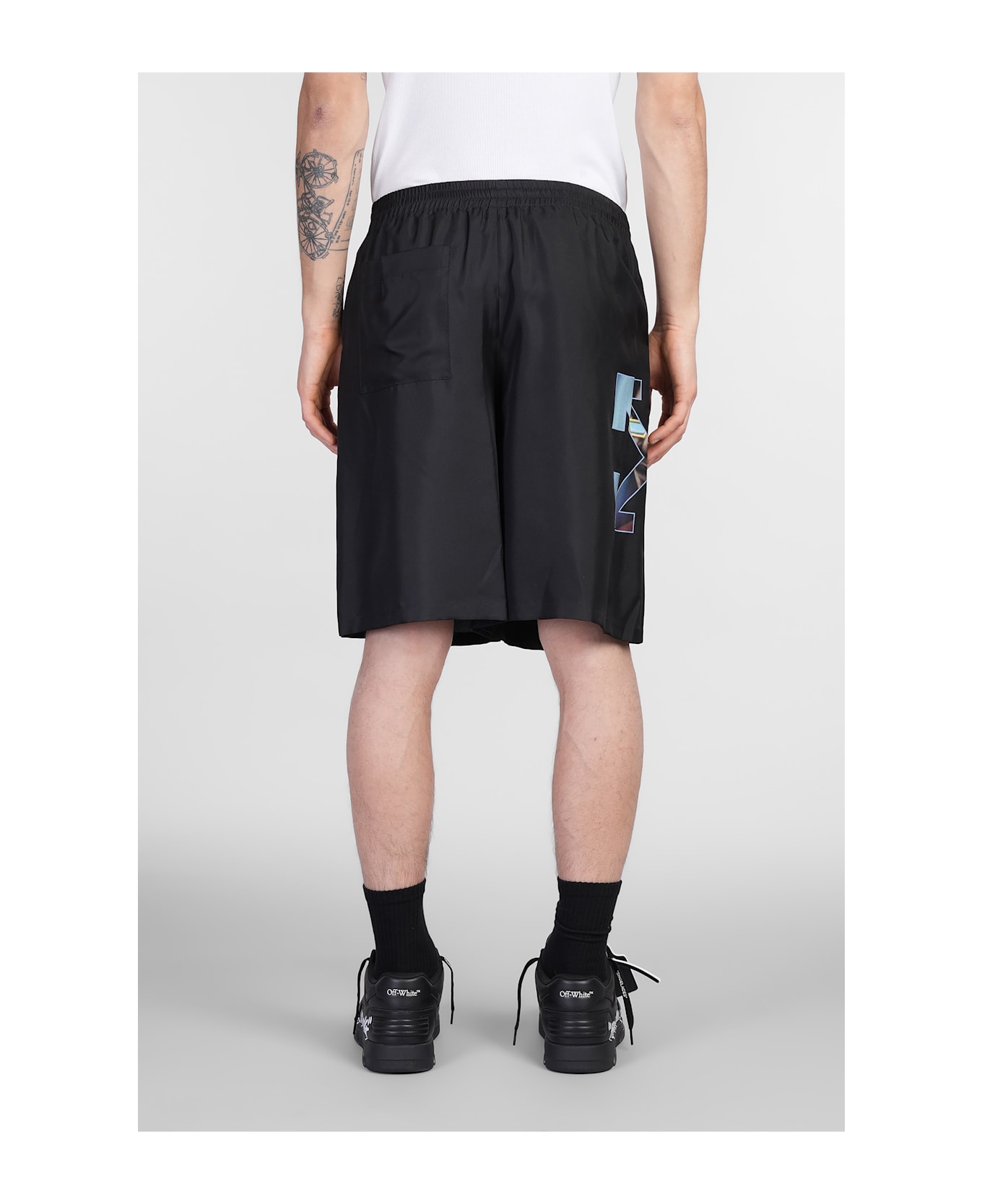 Off-White Shorts In Black Silk - black