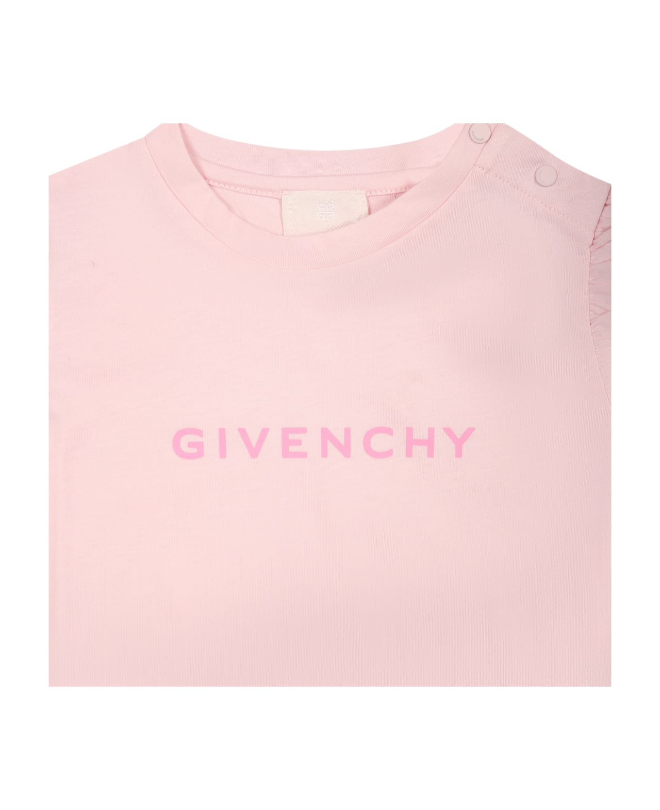 Givenchy Pink T-shirt For Baby Girl With Logo - Pink