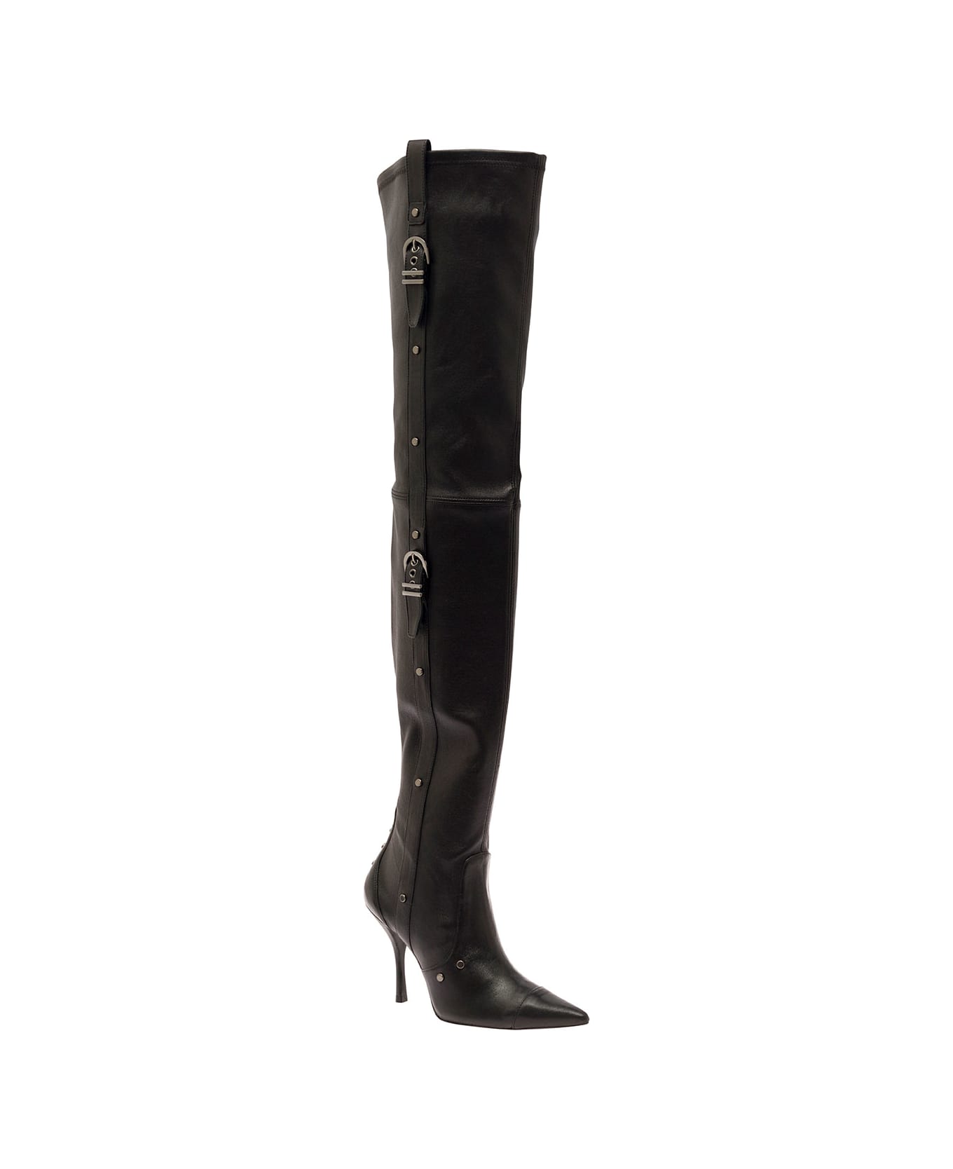Stuart Weitzman Black Over-the-knee Boots With Buckle Detail In Smooth Leather Woman - Black