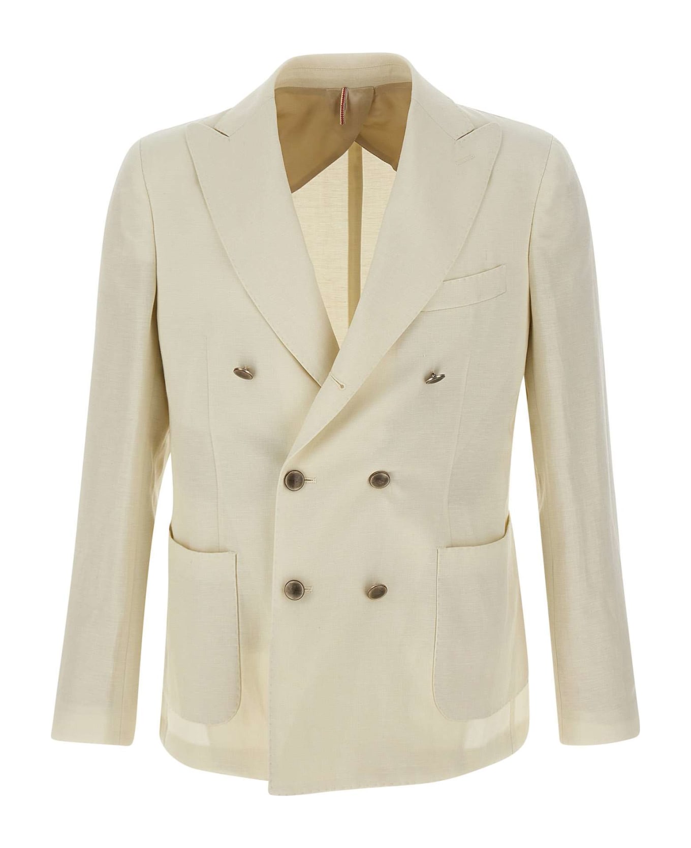 Santaniello Wool And Linen Blazer - WHITE