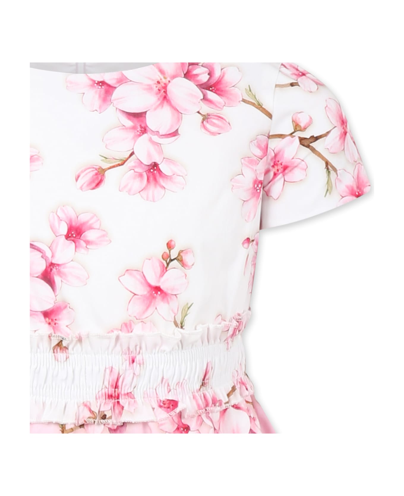 Monnalisa Pink Dress For Girl With Floral Print - Pink
