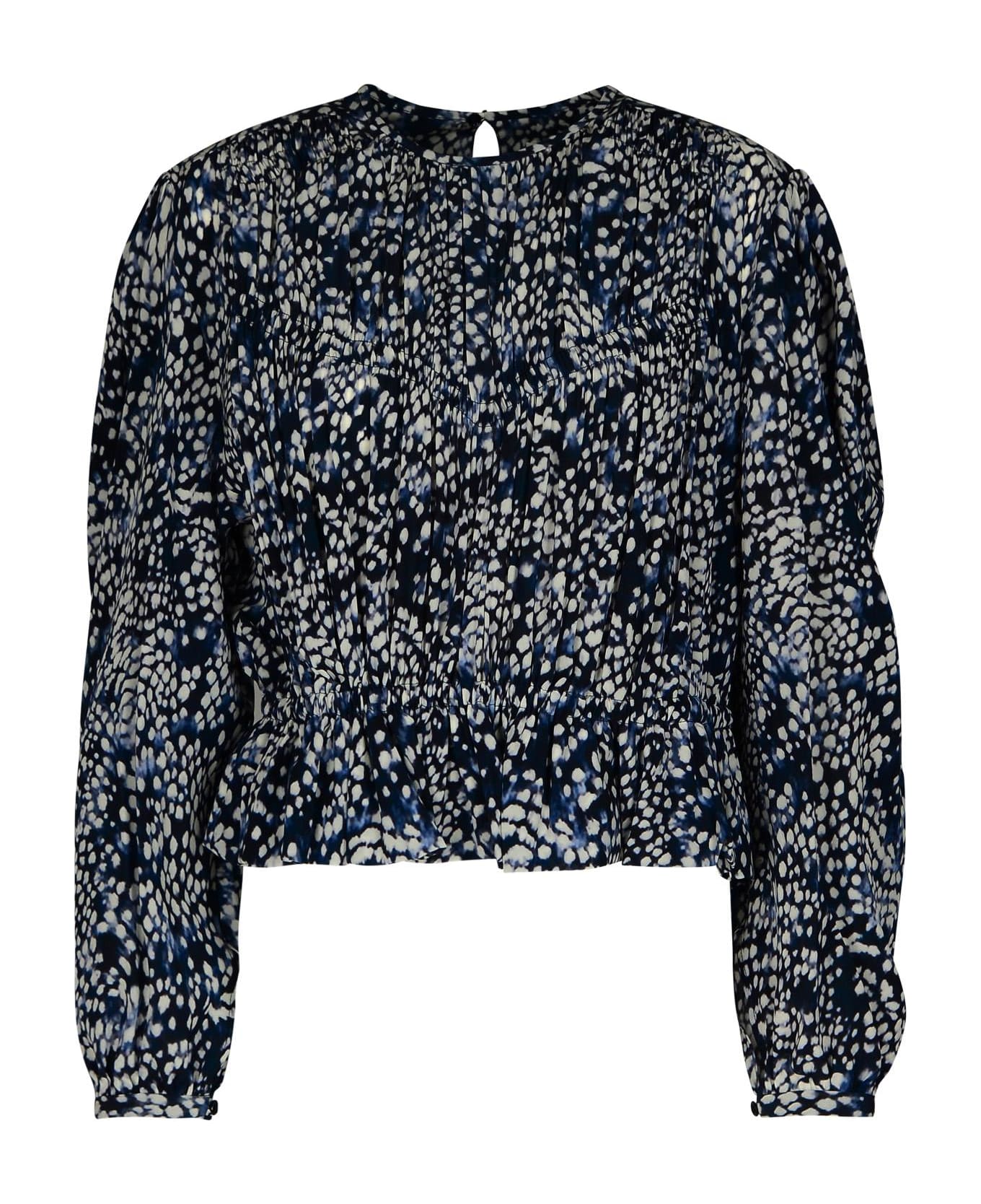 Isabel Marant 'gelina' Blue Silk Blend Blouse - Navy