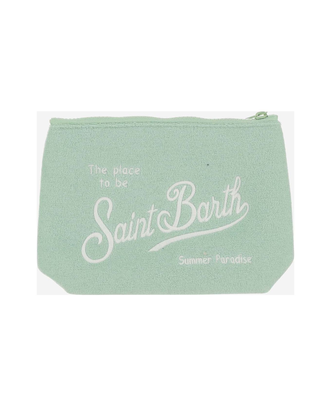 MC2 Saint Barth Fabric Clutch Bag With Logo - Green