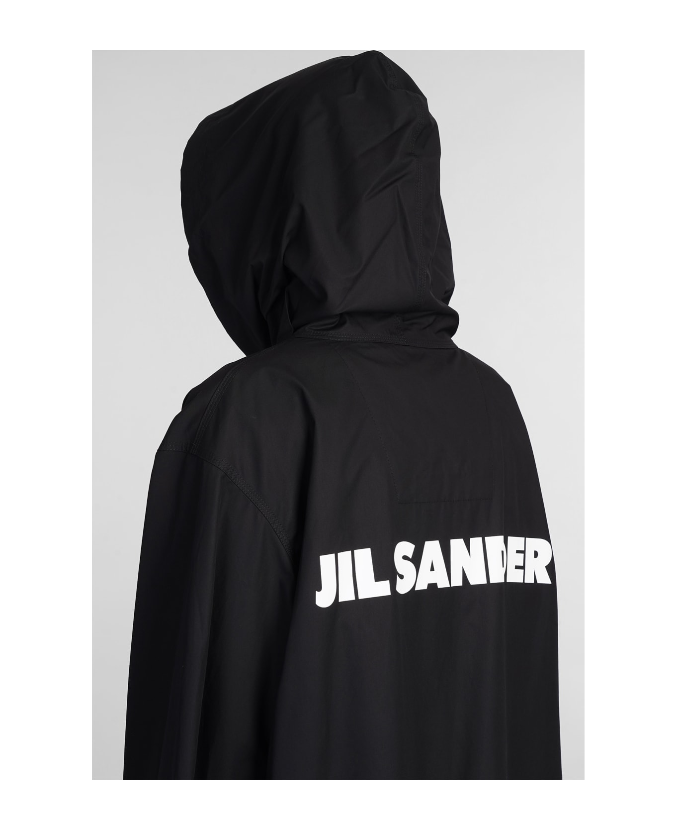 Jil Sander Black Hooded Midi Parka - Black