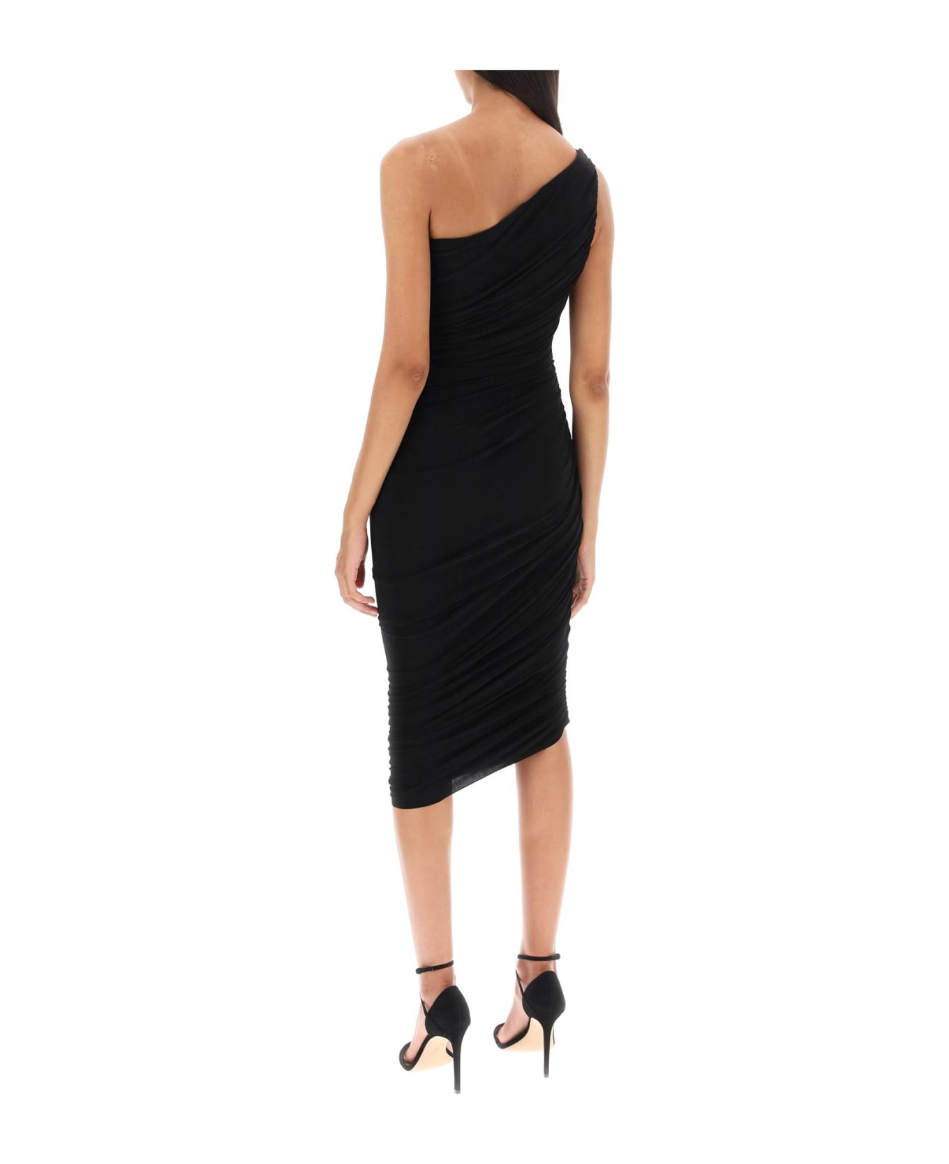 Norma Kamali 'diana' Ruched One-shoulder Dress - BLACK (Black)
