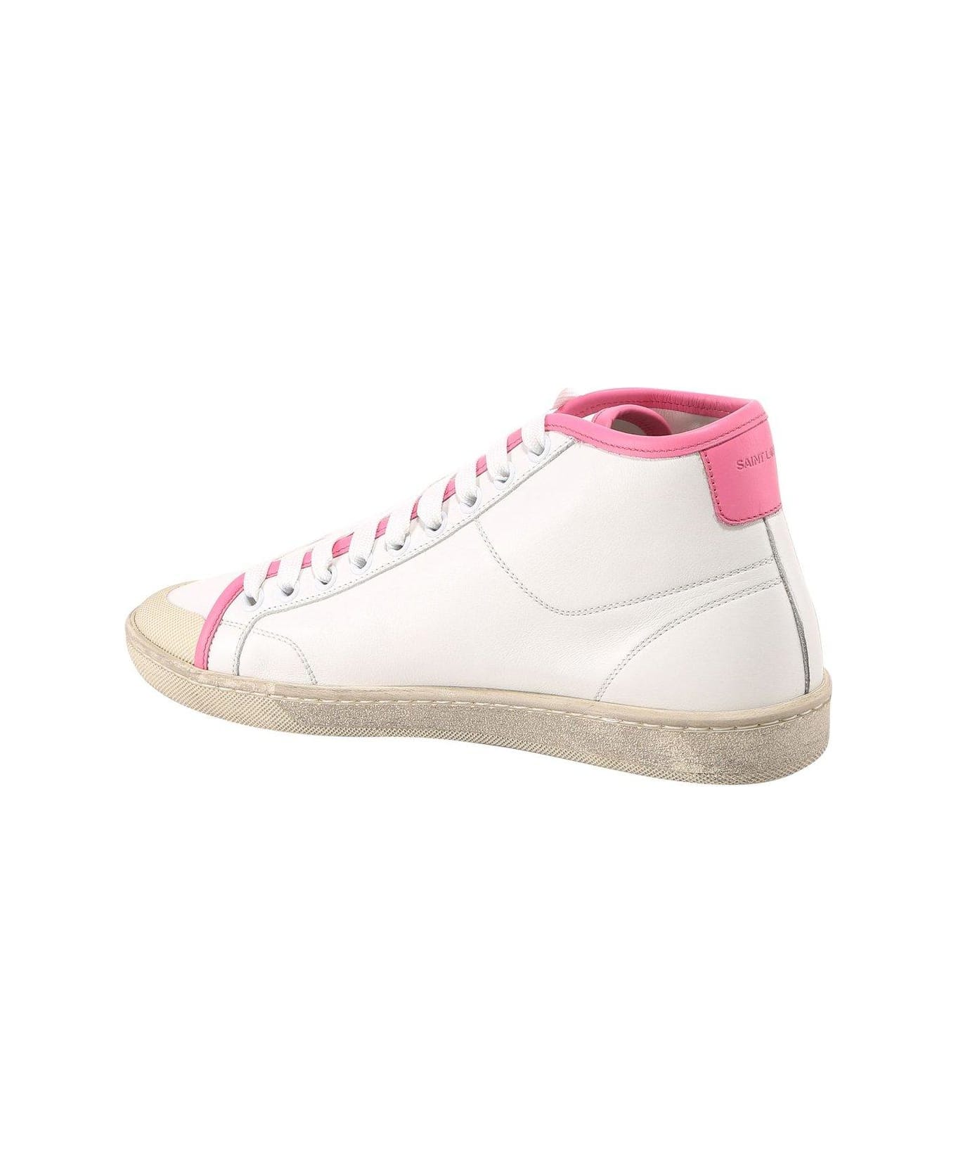 Saint Laurent Logo Mid-top Sneakers - White